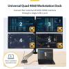 StarTech USB-C to Quad DisplayPort 4K60, 4K120 Workstation Dock, 140W PD Passthrough, USB for Keyboard and Mouse, Windows, Mac M1-M5, USB4, Thunderbolt, DisplayLink DL7400, TAA (Quad-USB-DP-Adapt)