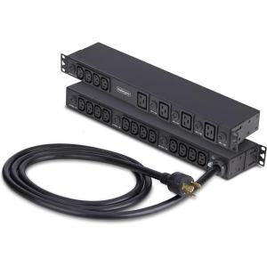 StarTech 20-Outlet Rackmount PDU, 1U Server Power Strip, 16x C13 + 4X C19, 8X Front and 12x Rear Outlets, NEMA L6-30P Wall Connection, 30A/240V, UL-Listed, TAA