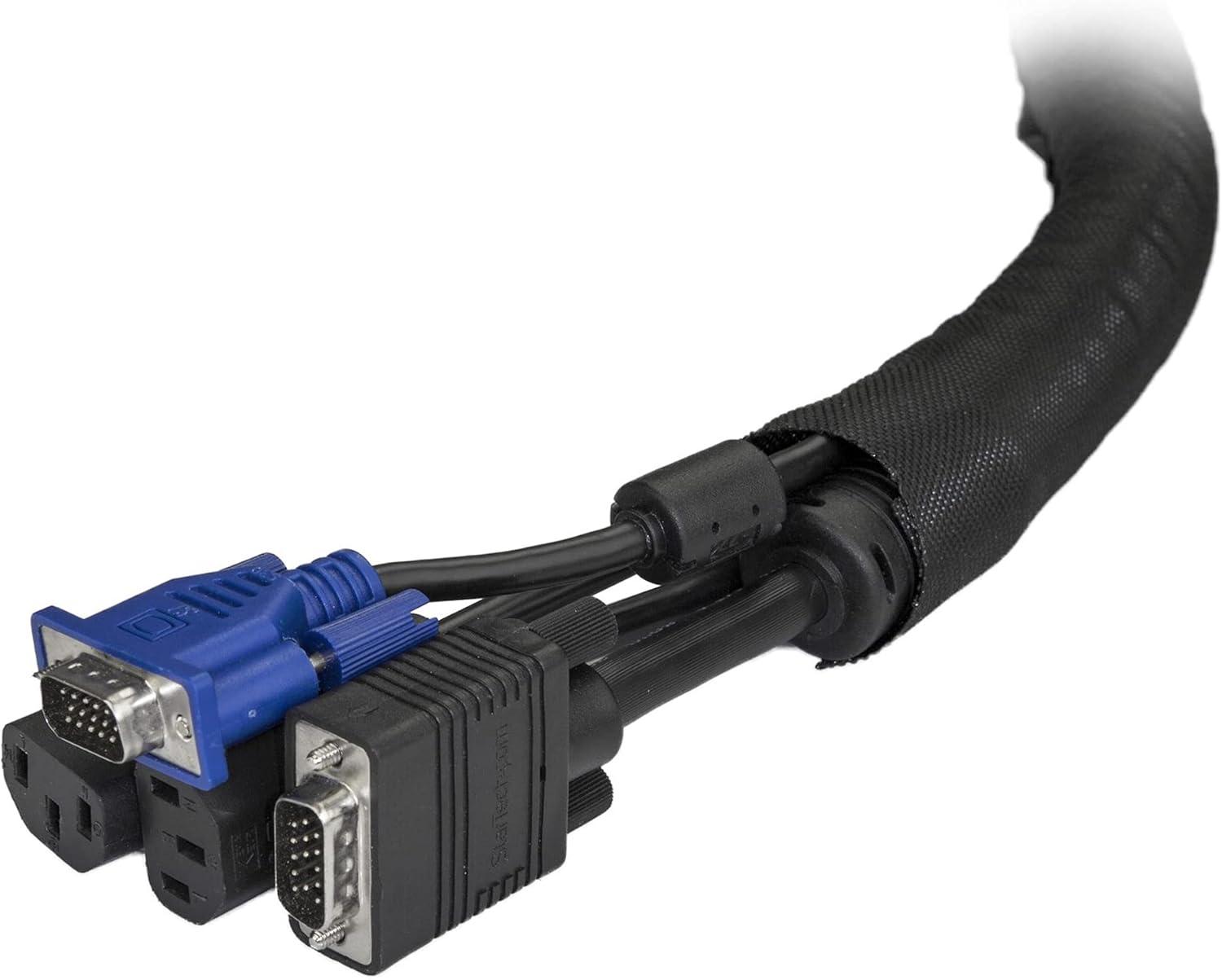 image:imageStarTechcom 65 2m Cable Management Sleeve Flexible Coiled Cable Wrap 1015 dia Expandable Sleeve Polyester Cord ManagerProtectorConcealer Black Trimmable Cable Organizer WKSTNCM1 x 1 x 7920