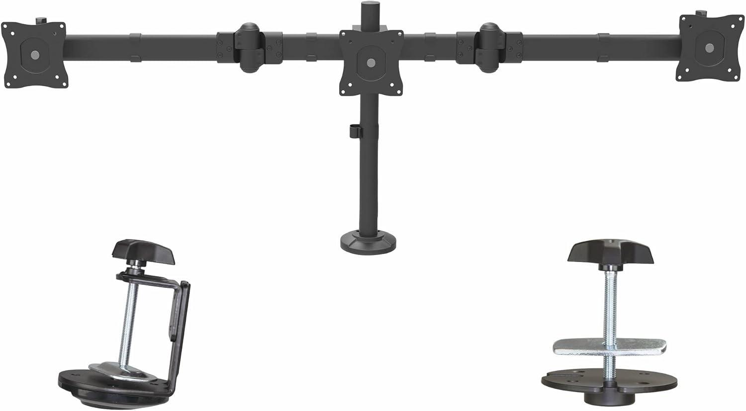 image:imageStarTechcom Desk Mount Triple Monitor Arm Ergonomic VESA 3 Monitor Mount up to 27 Articulating amp Height Adjustable Pole Mount TiltSwivelRotate LCDLED Screen Desk ClampGrommet ARMTRIODesk Grommet Clamp