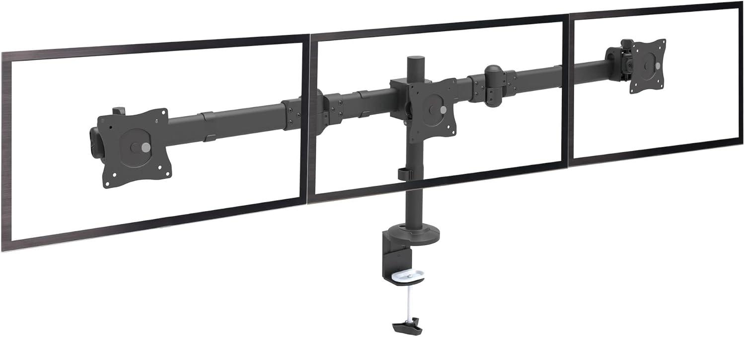 image:imageStarTechcom Desk Mount Triple Monitor Arm Ergonomic VESA 3 Monitor Mount up to 27 Articulating amp Height Adjustable Pole Mount TiltSwivelRotate LCDLED Screen Desk ClampGrommet ARMTRIODesk Grommet Clamp