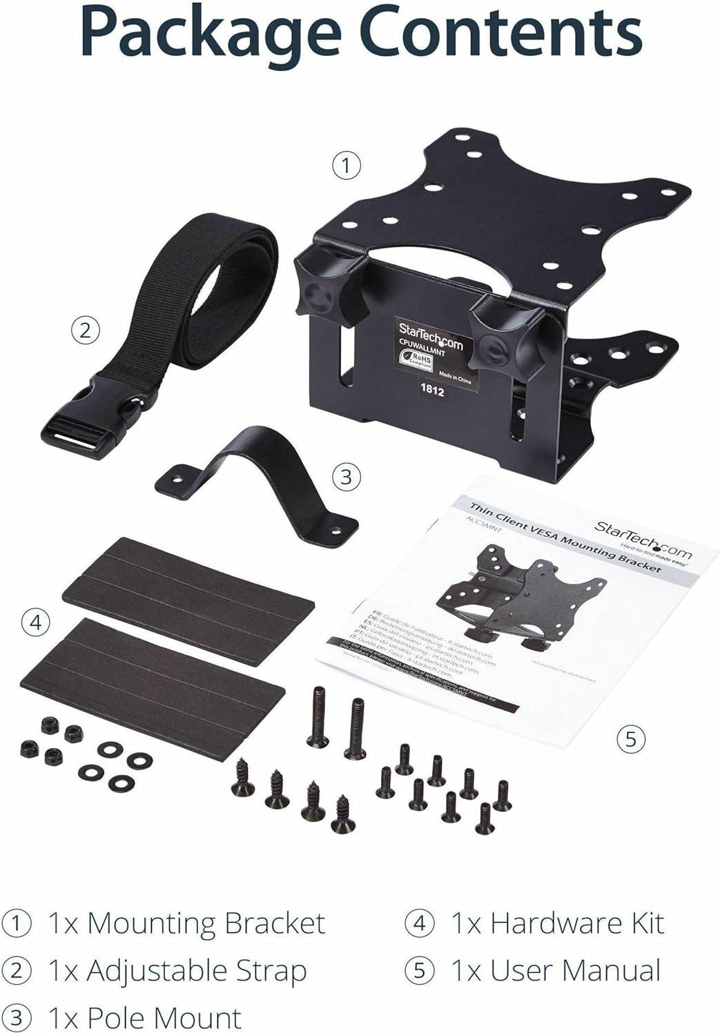 image:imageStarTechcom Thin Client Mount Mini PC VESA Mount Adjustable 7 to 28 Under Desk Computer Mount Mac Mini Monitor Mount ACCSMNTVESA Mounted
