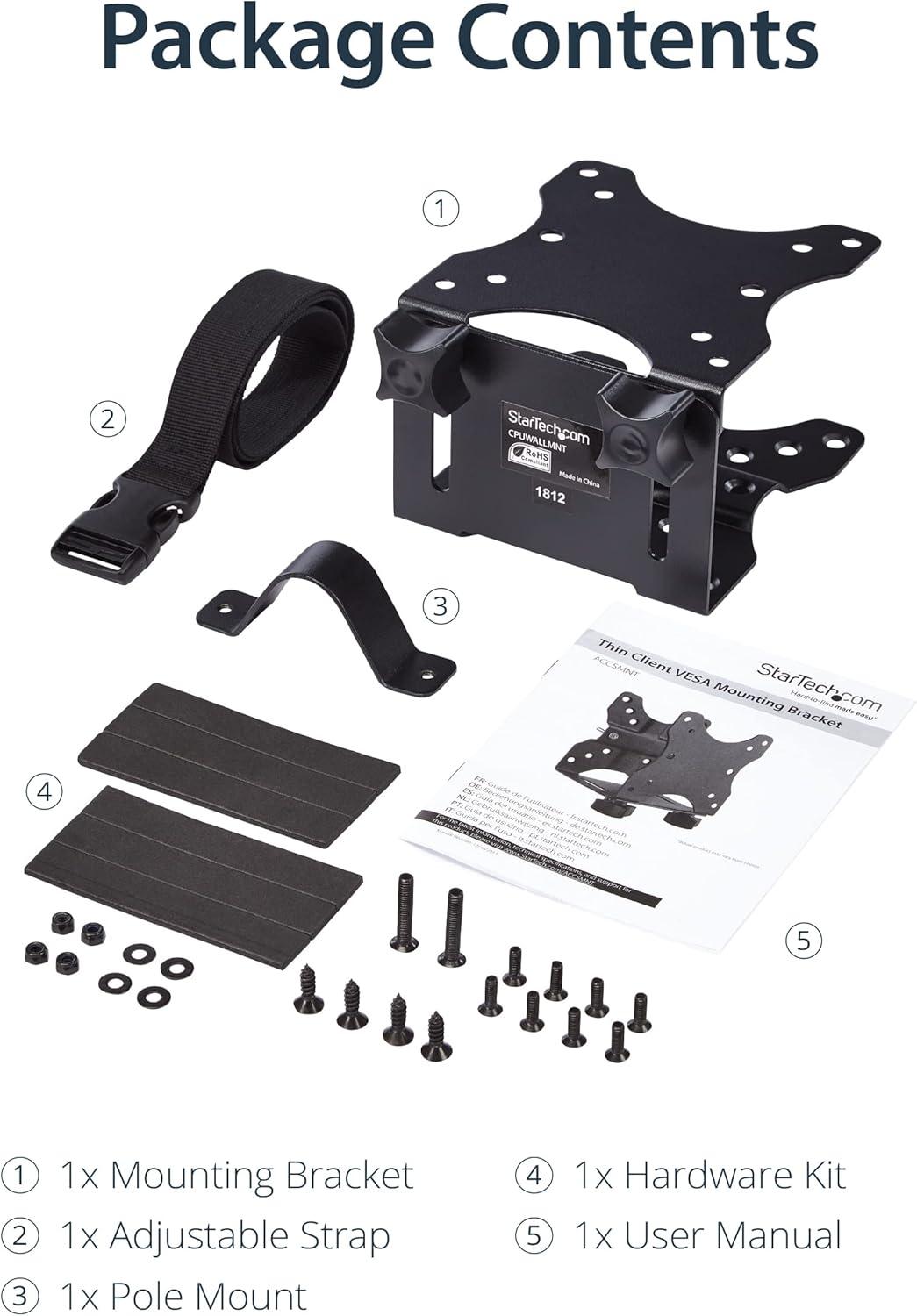 image:imageStarTechcom Thin Client Mount Mini PC VESA Mount Adjustable 7 to 28 Under Desk Computer Mount Mac Mini Monitor Mount ACCSMNTVESA Mounted
