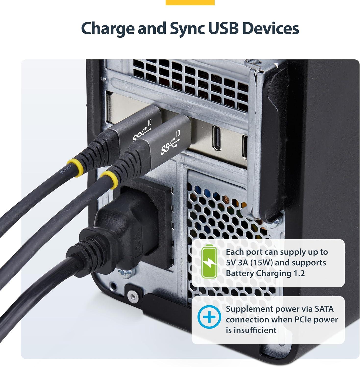 image:imageStarTech 4Port USBA 10Gbps PCIe Card 4X Independent USB 32 Controllers PCI Express 30 Expansion Card TAAUSBC Low Profile