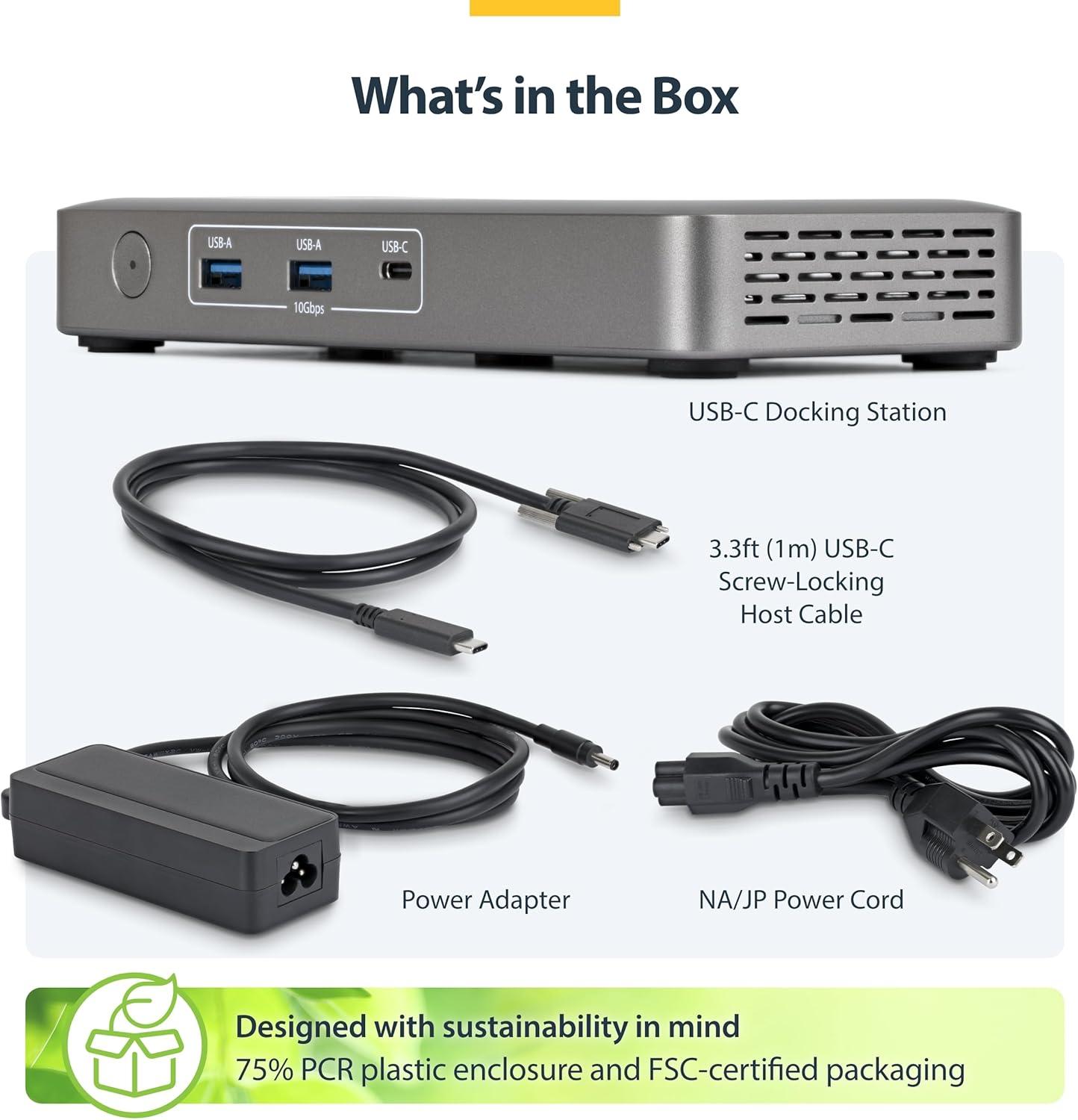 image:imageStarTech USB4 Docking Station Driverless Dual 4K 144Hz for Mac and Windows Universal USBC Dock to DisplayPort with 100W PD and 25GbE 208NUSB4DOCK