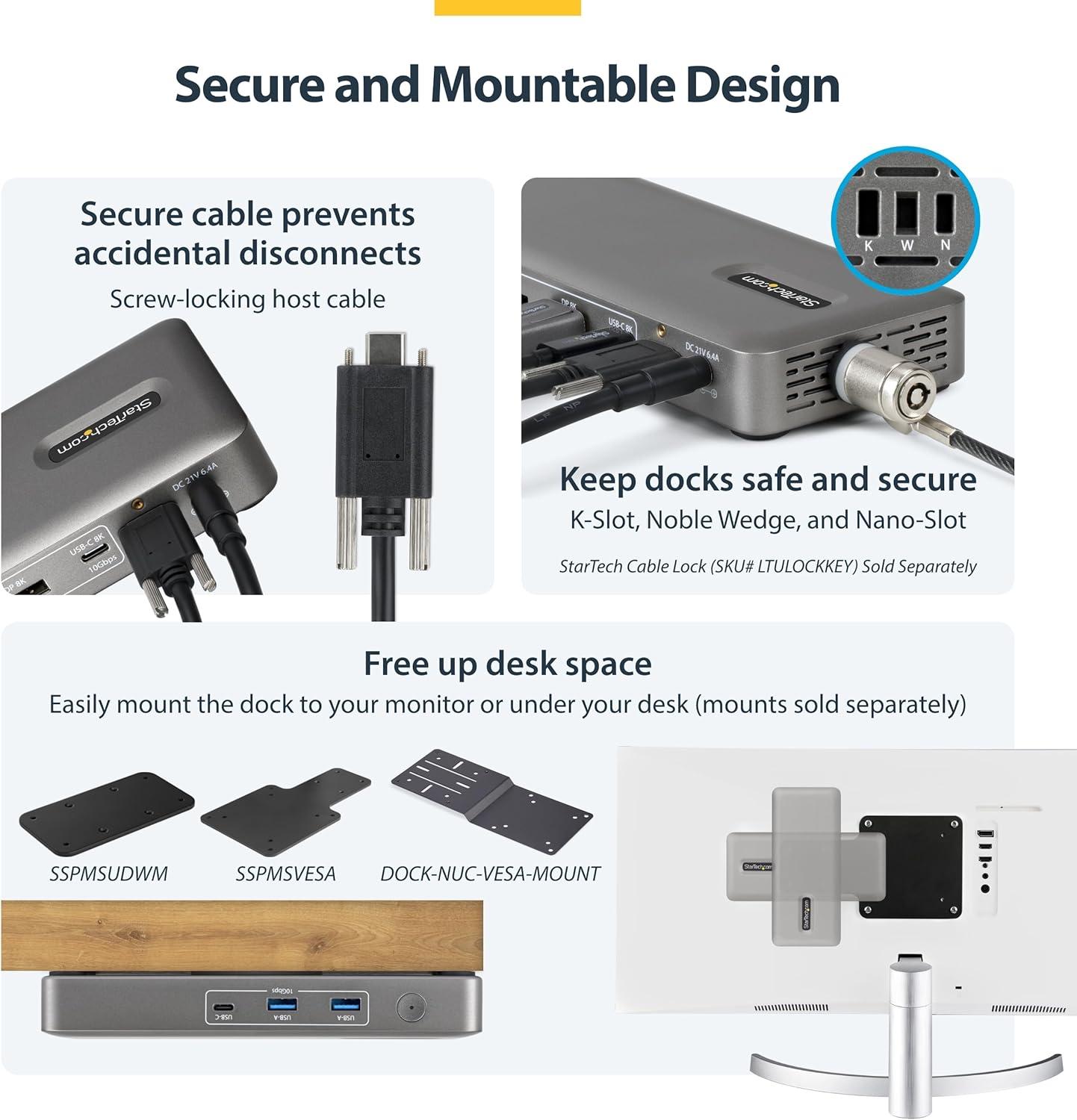 image:imageStarTech USB4 Docking Station Driverless Dual 4K 144Hz for Mac and Windows Universal USBC Dock to DisplayPort with 100W PD and 25GbE 208NUSB4DOCK