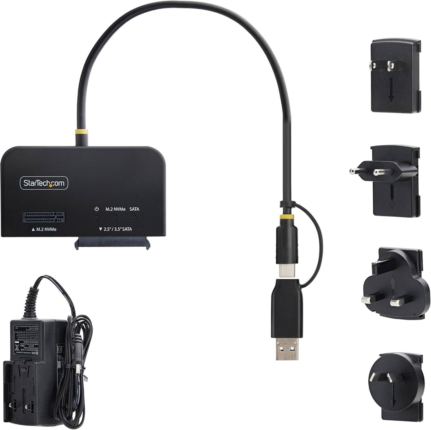 image:imageStarTech USBCUSBA to M2 NVMe and 25in35in SATA Adapter 10Gbps ToolFree External SSD Hard Drive Reader BMMKeyNVMe SATA