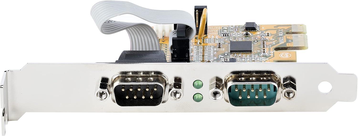 image:imageStarTechcom 2Port PCI Express Serial Interface Card Dual Port PCIe to RS232 DB9 Serial Card 16C1050 UART StandardLow Profile Brackets COM Retention for WindowsLinux TAA