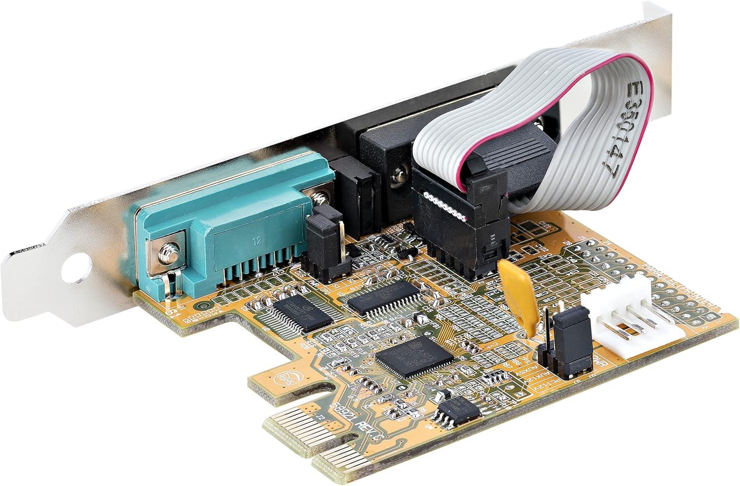 image:imageStarTechcom 2Port PCI Express Serial Interface Card Dual Port PCIe to RS232 DB9 Serial Card 16C1050 UART StandardLow Profile Brackets COM Retention for WindowsLinux TAA