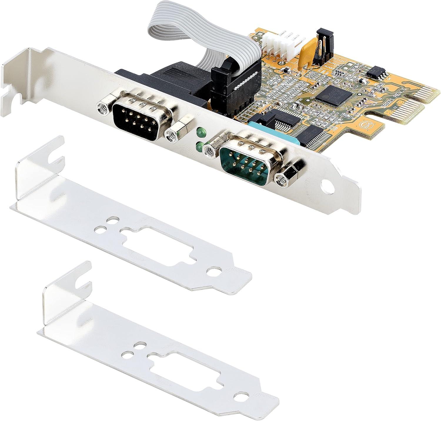 image:imageStarTechcom 2Port PCI Express Serial Interface Card Dual Port PCIe to RS232 DB9 Serial Card 16C1050 UART StandardLow Profile Brackets COM Retention for WindowsLinux TAA