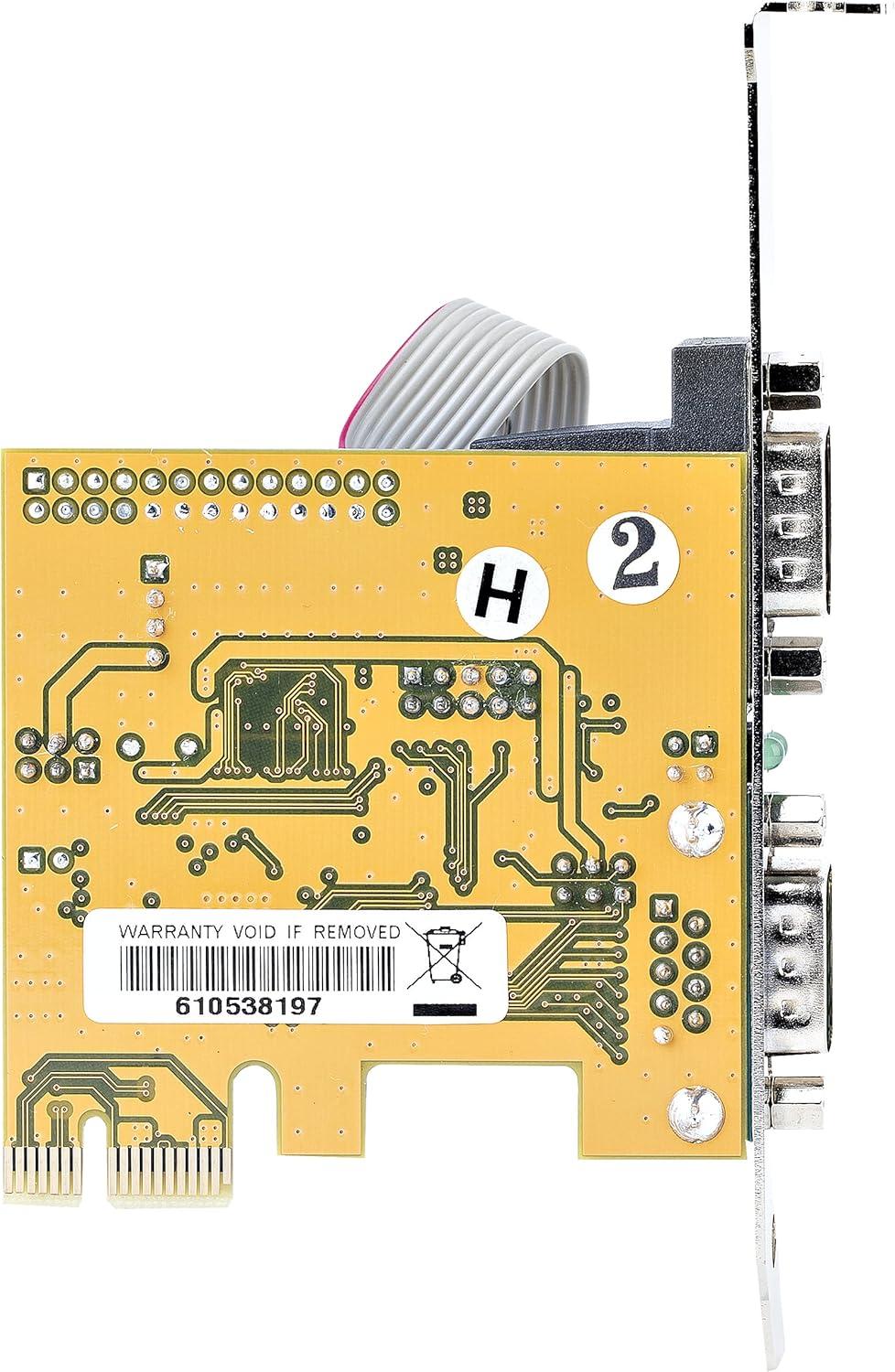 image:imageStarTechcom 2Port PCI Express Serial Interface Card Dual Port PCIe to RS232 DB9 Serial Card 16C1050 UART StandardLow Profile Brackets COM Retention for WindowsLinux TAA
