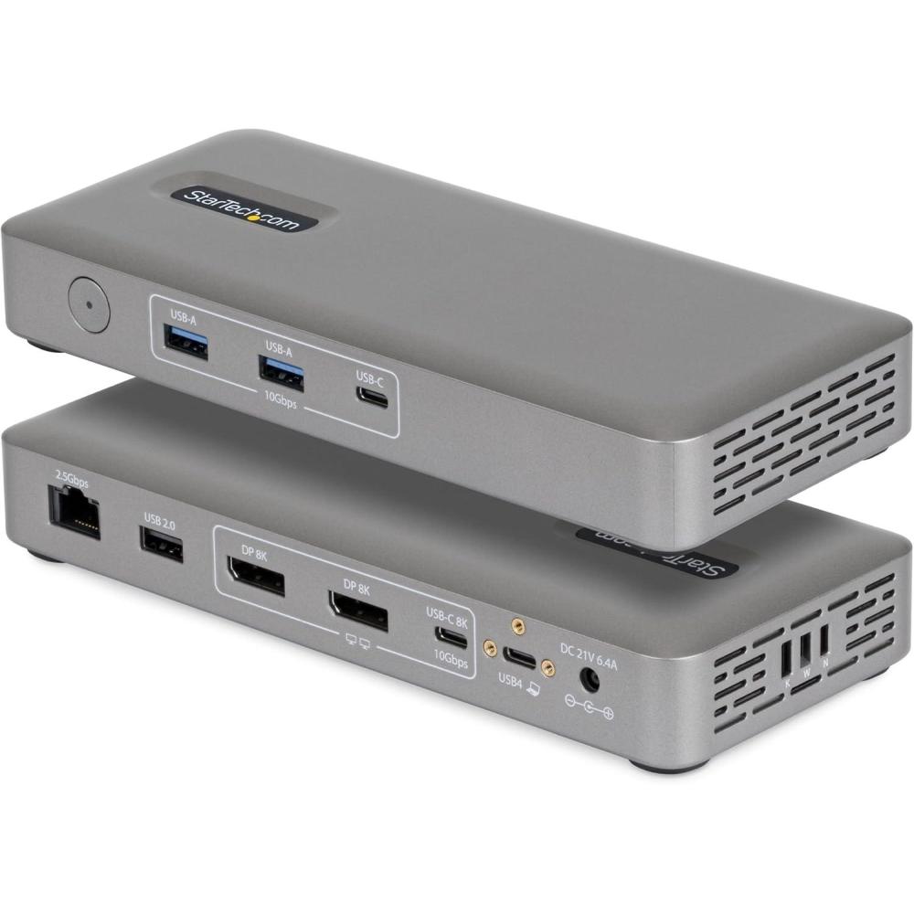 image:imageStarTech USB4 Docking Station Driverless Dual 4K 144Hz for Mac and Windows Universal USBC Dock to DisplayPort with 100W PD and 25GbE 208NUSB4DOCK