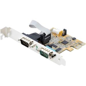StarTech.com 2-Port PCI Express Serial Interface Card, Dual Port PCIe to RS232 (DB9) Serial Card, 16C1050 UART, Standard/Low Profile Brackets, COM Retention, for Windows/Linux, TAA