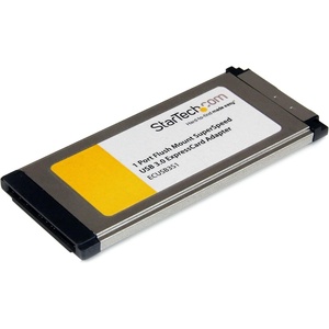 StarTech.com 1 Port Flush Mount ExpressCard SuperSpeed USB 3.0 Card Adapter with UASP Support – ExpressCard USB 3.0 Adapter (ECUSB3S11), Green