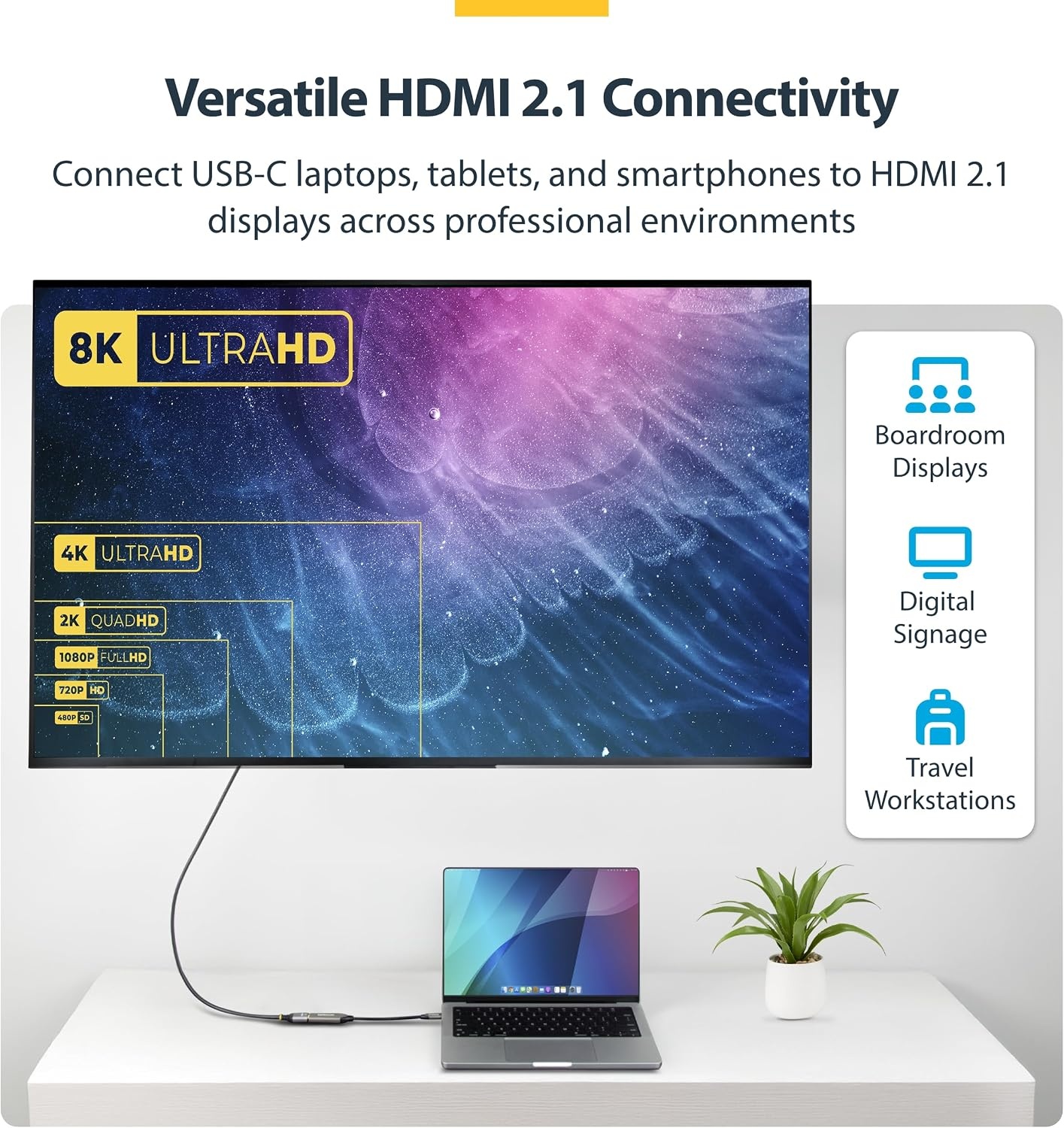 image:imageStarTechcom USBC to HDMI Adapter 8K 60Hz 4K 120Hz Thunderbolt USB4 Compatible USB C to HDMI 21 Converter for MacBook Pro MacBook Air iPad Pro Pixelbook XPS 112BUSBCHDMI218K60