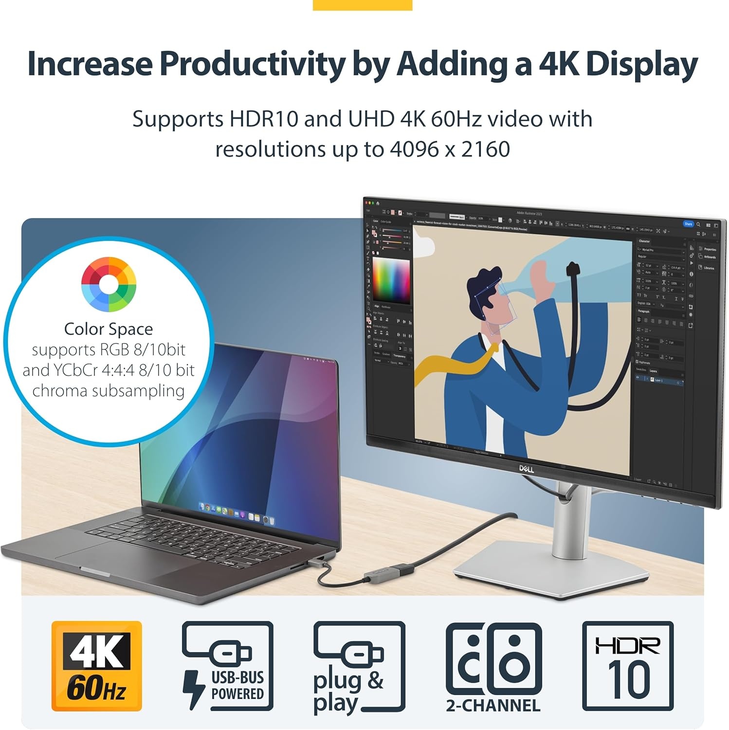 image:imageStarTechcom USBC to HDMI Adapter 8K 60Hz 4K 120Hz Thunderbolt USB4 Compatible USB C to HDMI 21 Converter for MacBook Pro MacBook Air iPad Pro Pixelbook XPS 112BUSBCHDMI214K60