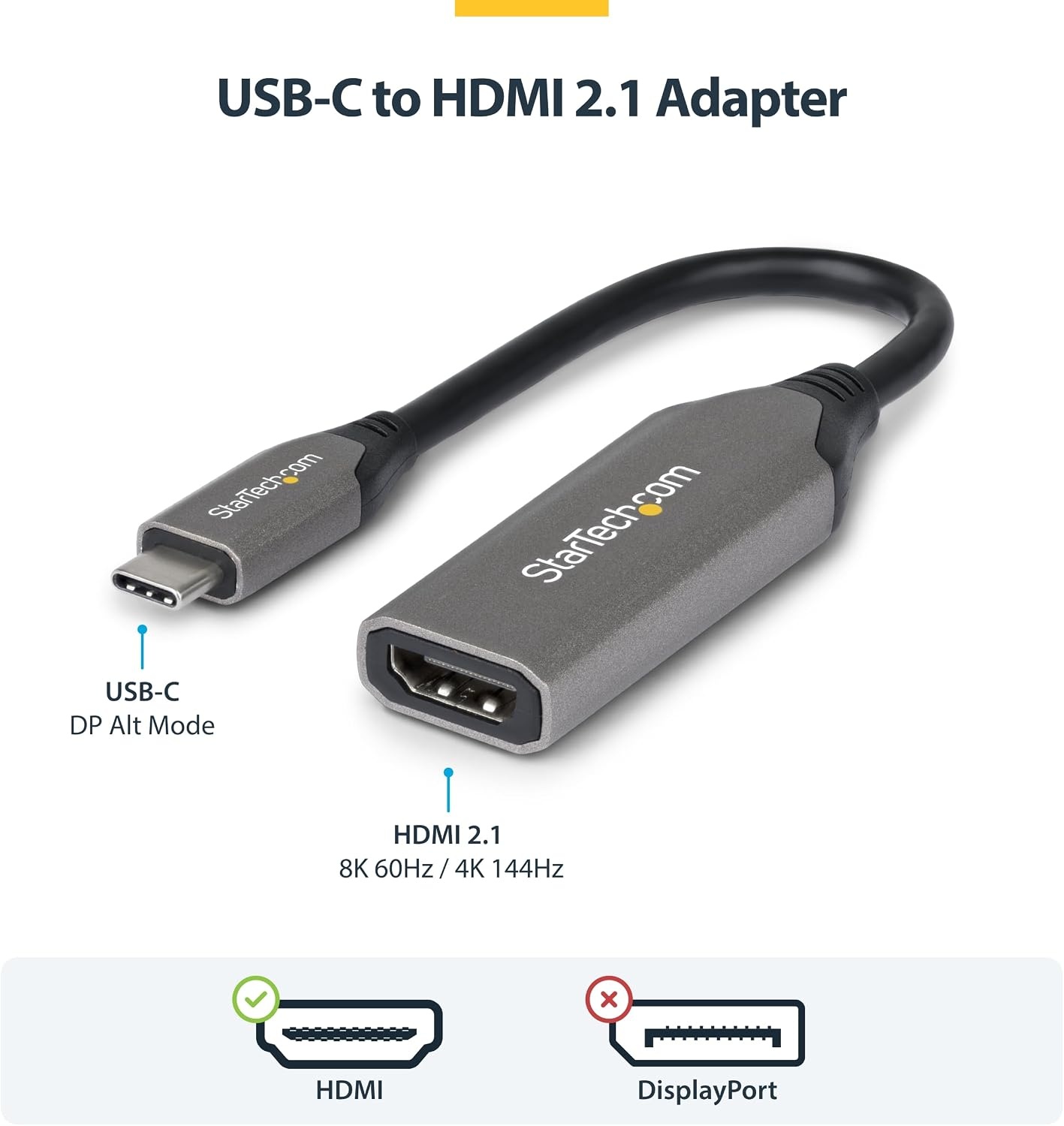 image:imageStarTechcom USBC to HDMI Adapter 8K 60Hz 4K 120Hz Thunderbolt USB4 Compatible USB C to HDMI 21 Converter for MacBook Pro MacBook Air iPad Pro Pixelbook XPS 112BUSBCHDMI218K60