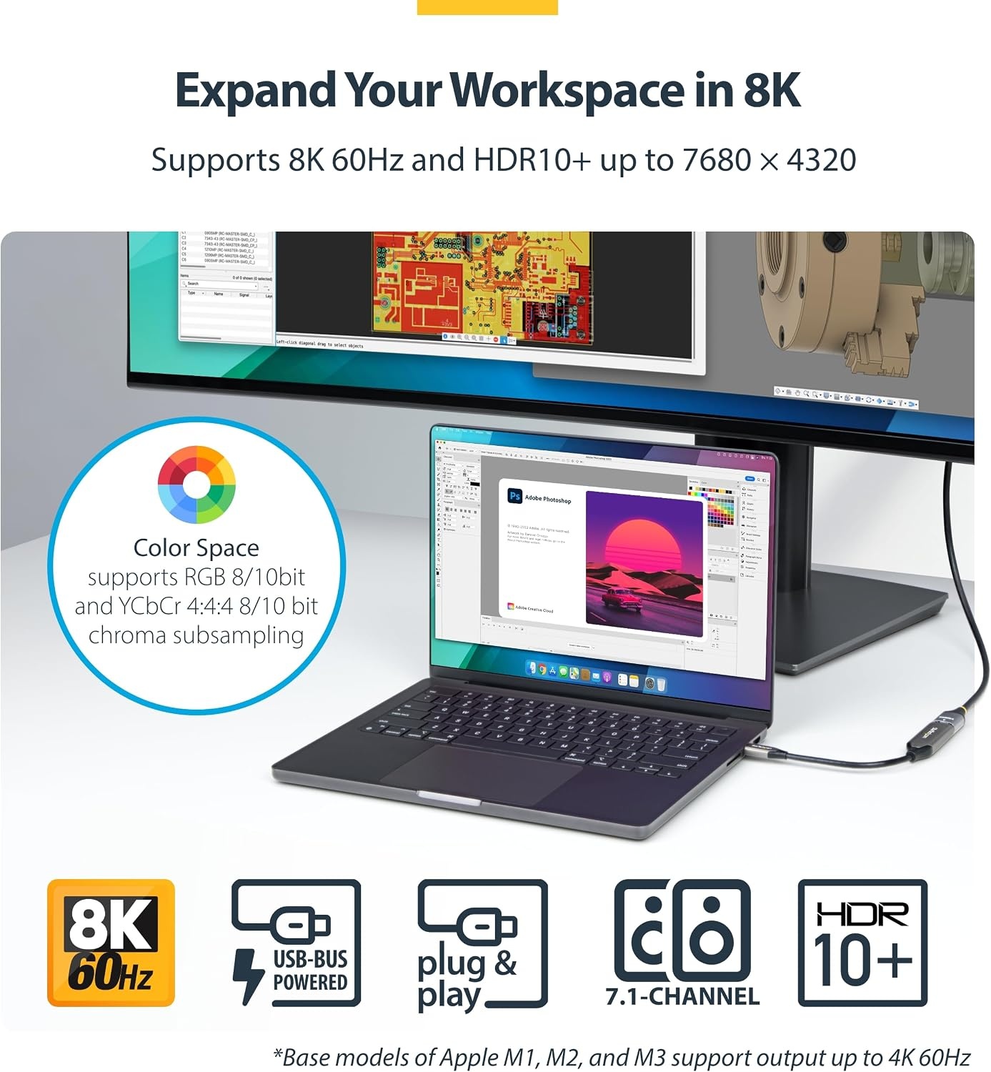 image:imageStarTechcom USBC to HDMI Adapter 8K 60Hz 4K 120Hz Thunderbolt USB4 Compatible USB C to HDMI 21 Converter for MacBook Pro MacBook Air iPad Pro Pixelbook XPS 112BUSBCHDMI218K60