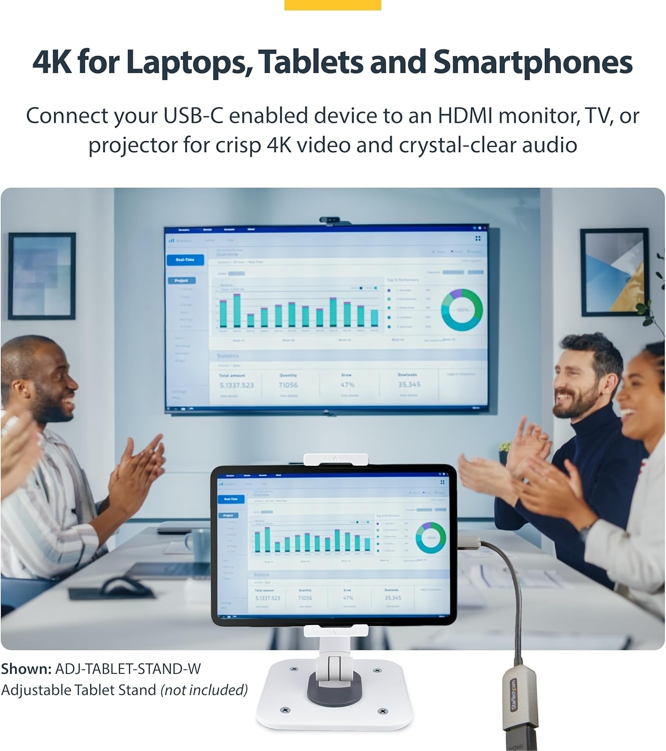 image:imageStarTechcom USBC to HDMI Adapter 8K 60Hz 4K 120Hz Thunderbolt USB4 Compatible USB C to HDMI 21 Converter for MacBook Pro MacBook Air iPad Pro Pixelbook XPS 112BUSBCHDMI214K60