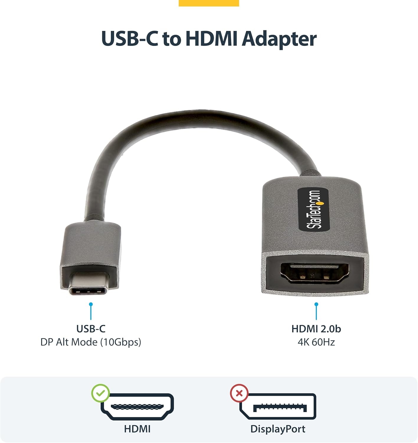 image:imageStarTechcom USBC to HDMI Adapter 8K 60Hz 4K 120Hz Thunderbolt USB4 Compatible USB C to HDMI 21 Converter for MacBook Pro MacBook Air iPad Pro Pixelbook XPS 112BUSBCHDMI214K60