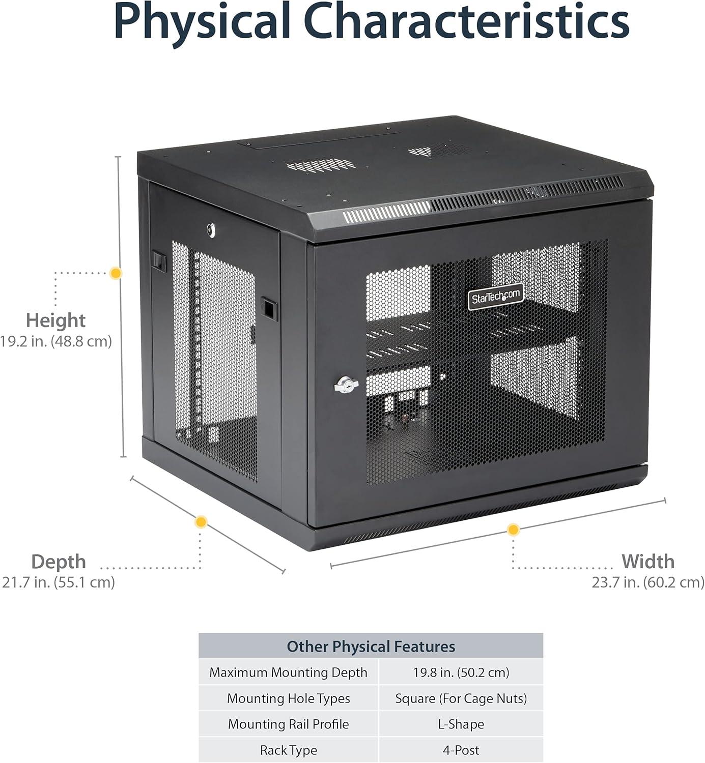 imageStarTechcom 15U 4 Post Wall Network Cabinet with 1U Shelf 19quot Wall Server Rack for IT EquipmentDataFixed Max Depth 19