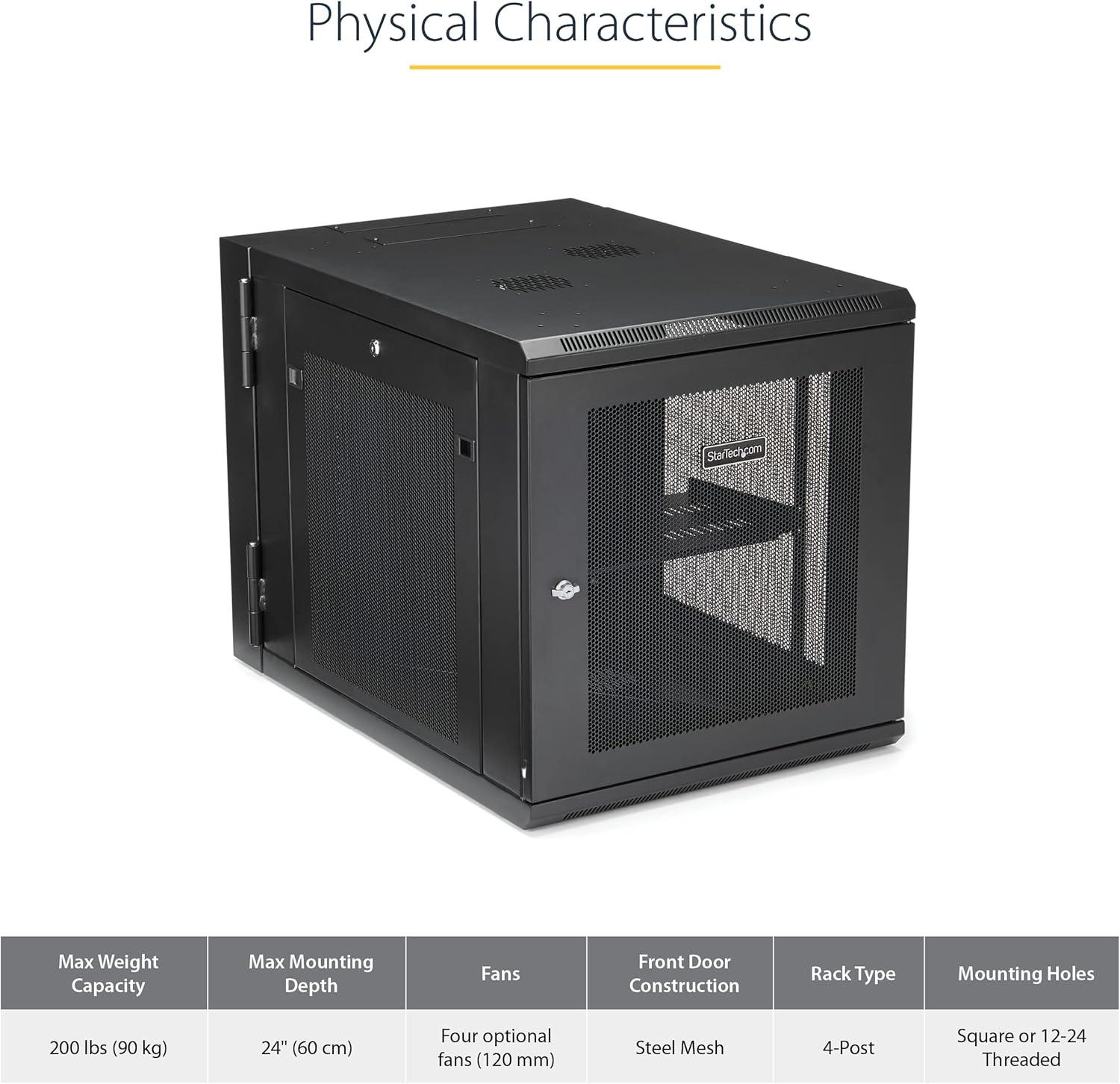 imageStarTechcom 15U 4 Post Wall Network Cabinet with 1U Shelf 19quot Wall Server Rack for IT EquipmentDataFixed Max Depth 61 cm