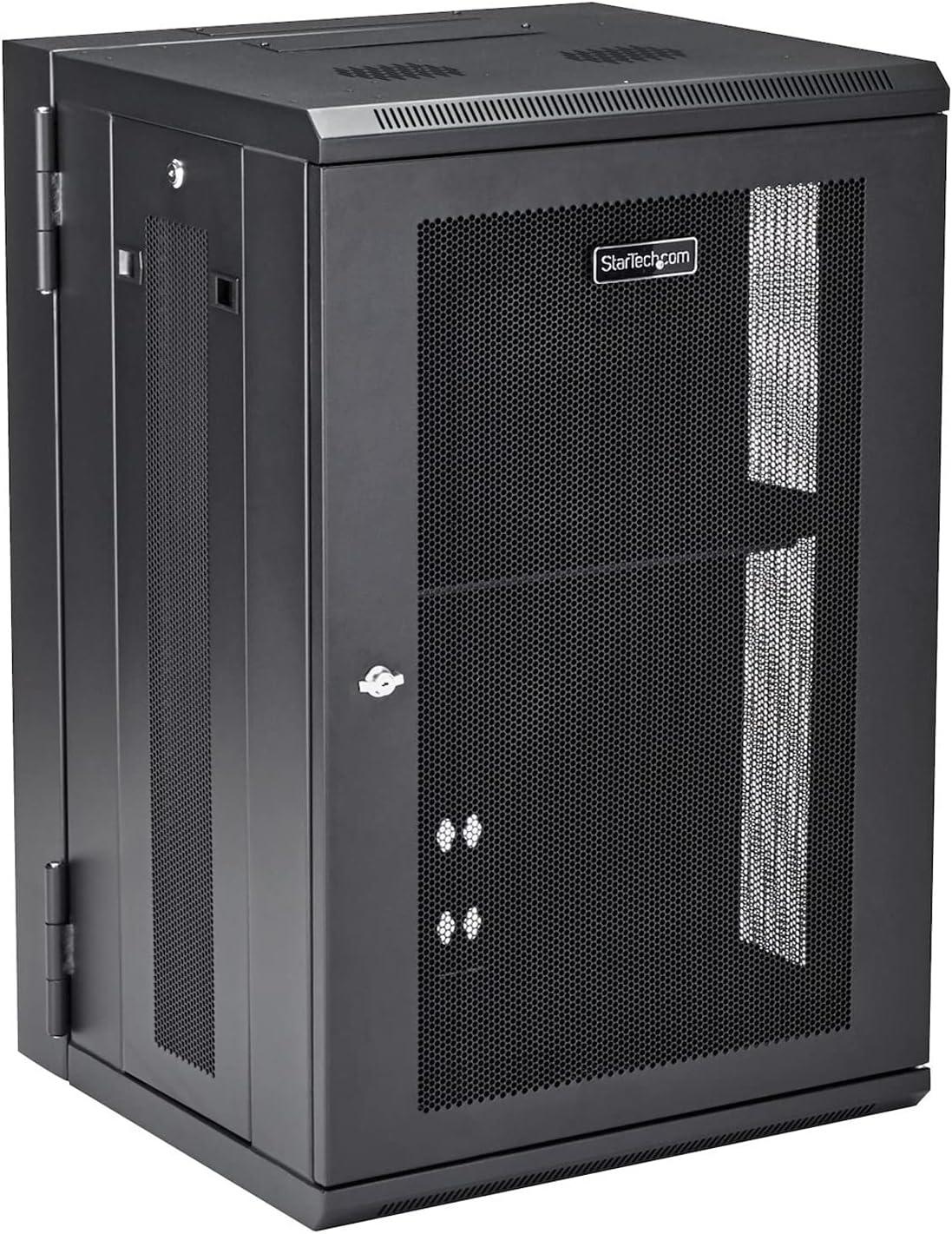 imageStarTechcom 15U 4 Post Wall Network Cabinet with 1U Shelf 19quot Wall Server Rack for IT EquipmentDataHinge Max Depth 16