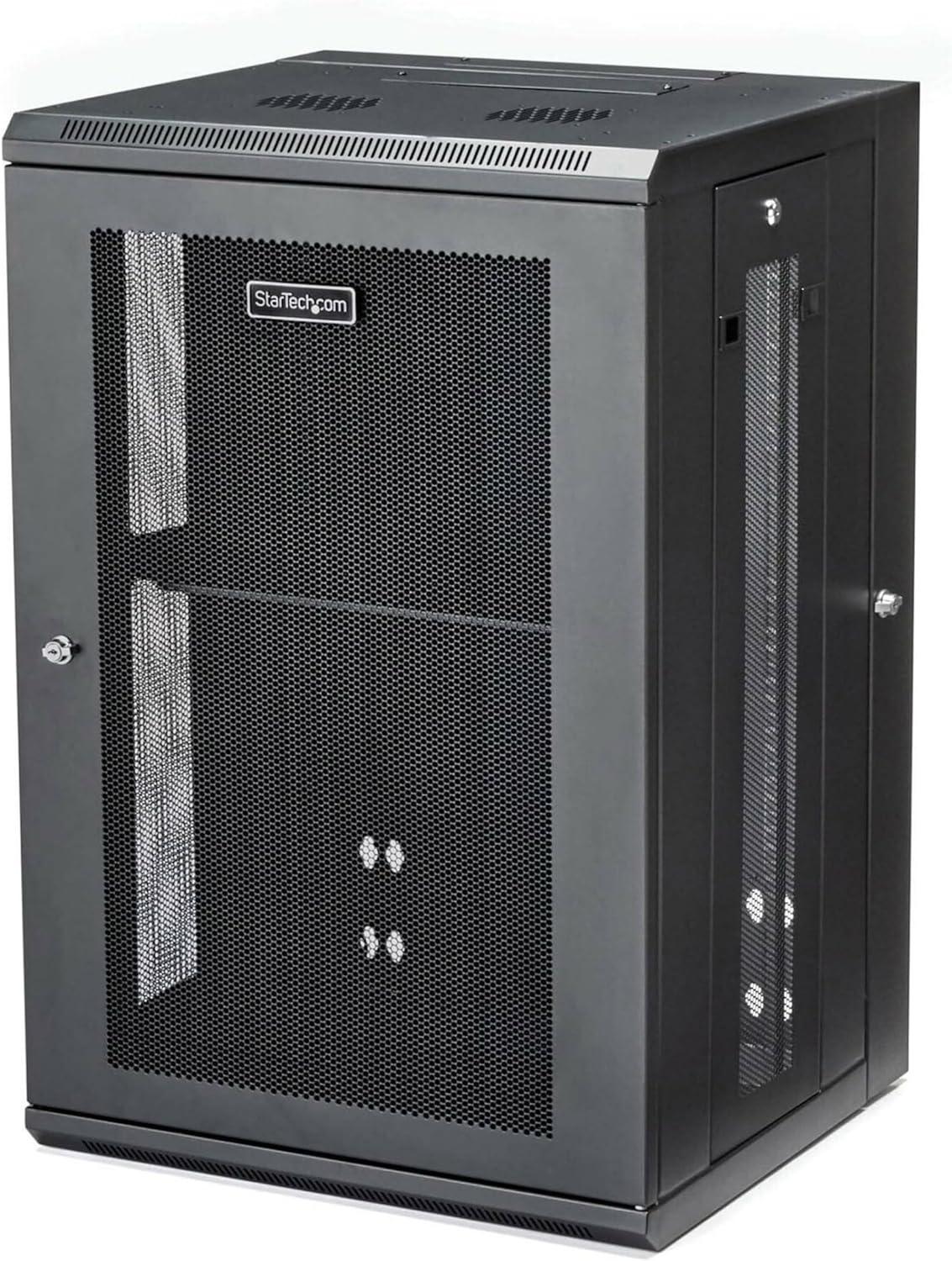 imageStarTechcom 15U 4 Post Wall Network Cabinet with 1U Shelf 19quot Wall Server Rack for IT EquipmentDataHinge Max Depth 16