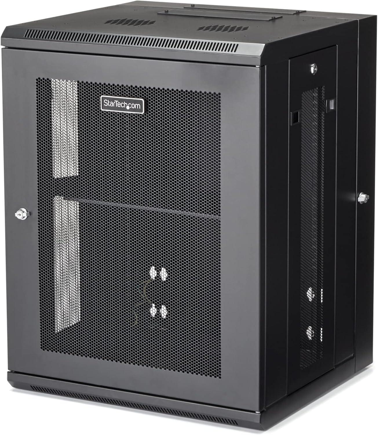 imageStarTechcom 15U 4 Post Wall Network Cabinet with 1U Shelf 19quot Wall Server Rack for IT EquipmentDataHinge Max Depth 16