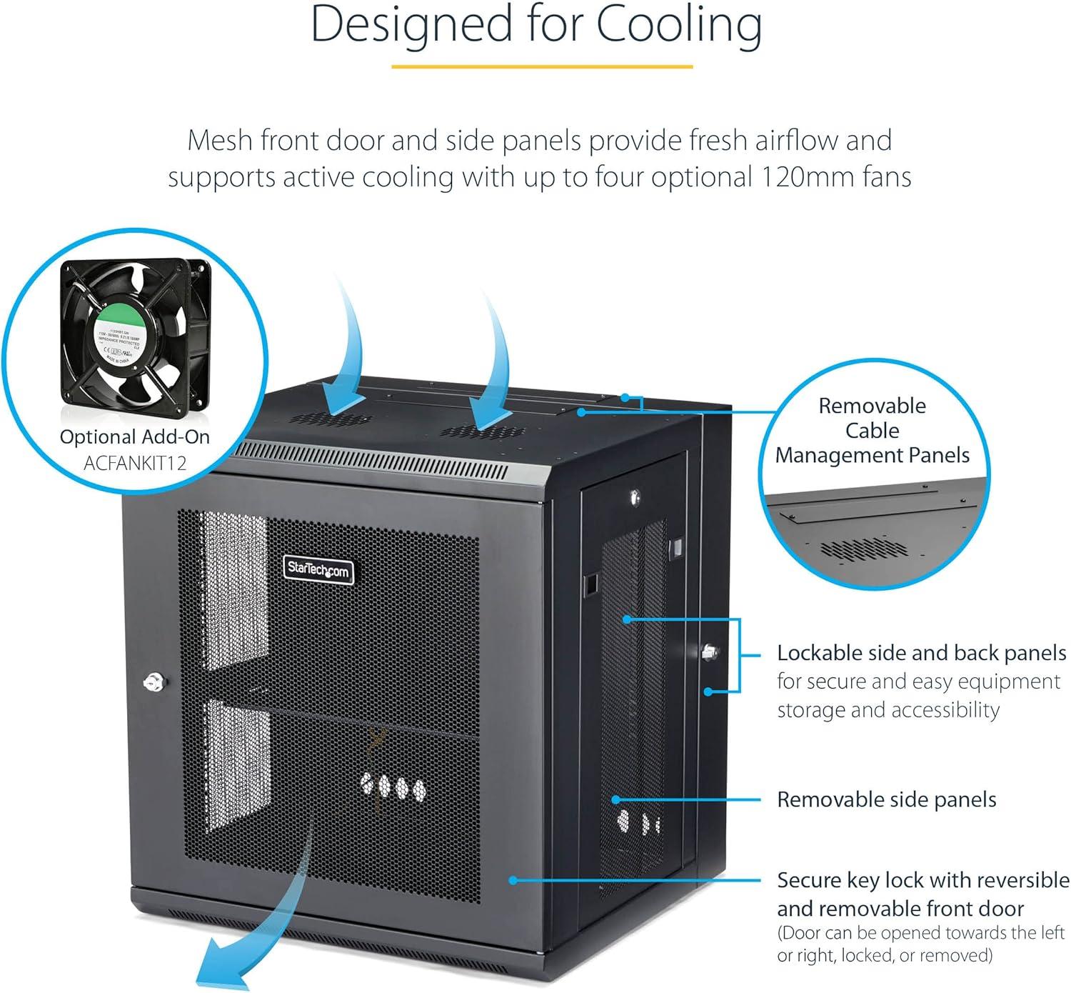 imageStarTechcom 15U 4 Post Wall Network Cabinet with 1U Shelf 19quot Wall Server Rack for IT EquipmentDataHinge Max Depth 16