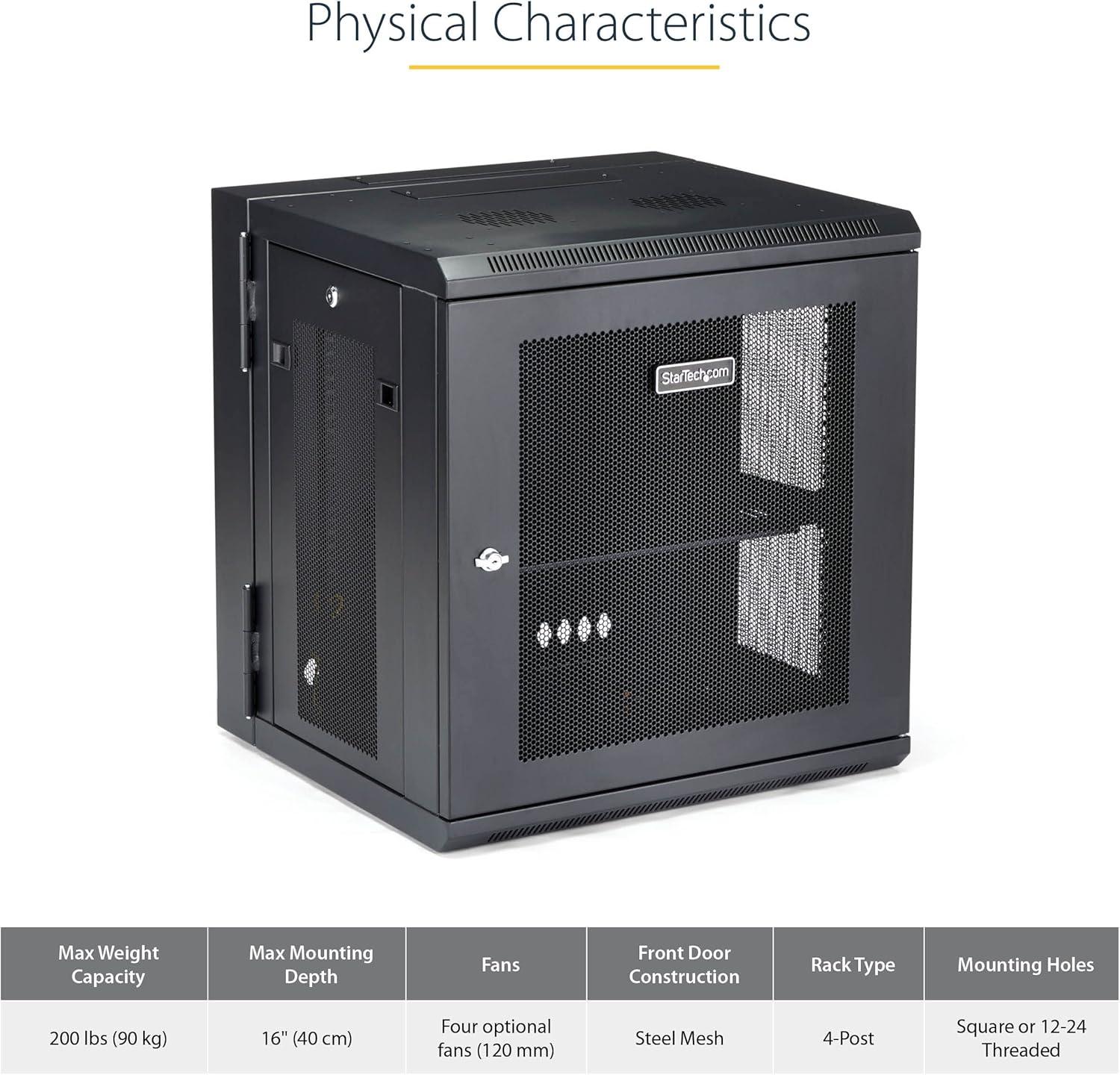 imageStarTechcom 15U 4 Post Wall Network Cabinet with 1U Shelf 19quot Wall Server Rack for IT EquipmentDataHinge Max Depth 16