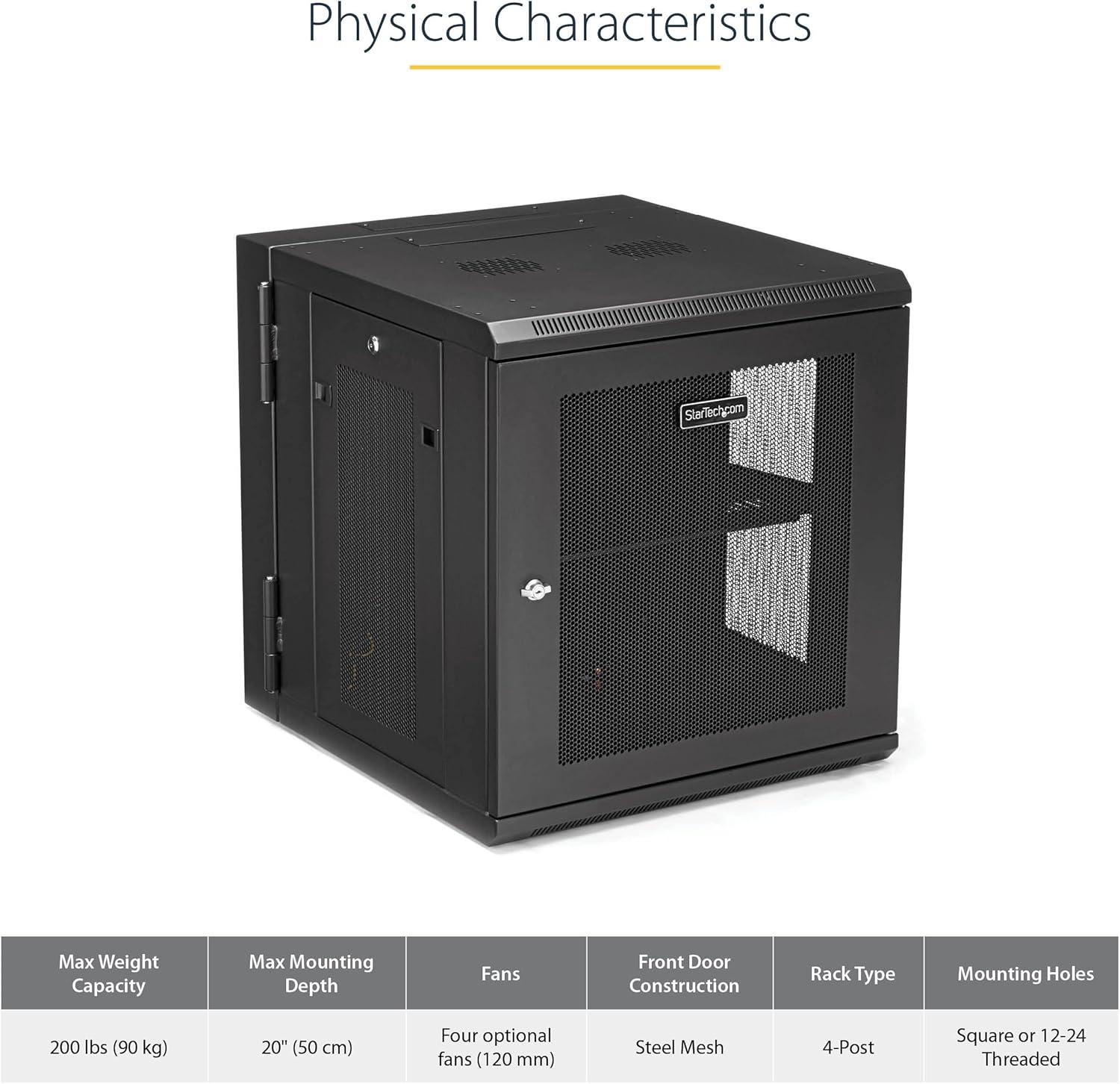 imageStarTechcom 15U 4 Post Wall Network Cabinet with 1U Shelf 19quot Wall Server Rack for IT EquipmentDataHinge Max Depth 508 cm