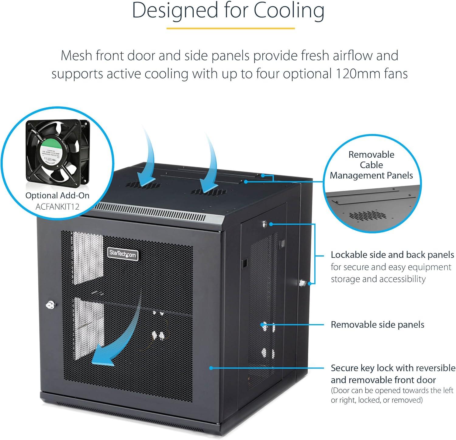 imageStarTechcom 15U 4 Post Wall Network Cabinet with 1U Shelf 19quot Wall Server Rack for IT EquipmentDataHinge Max Depth 508 cm