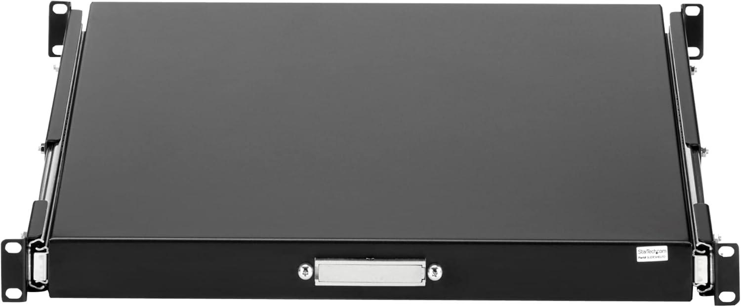 imageStarTechcom 1U Sliding Keyboard Tray for Server Rack Mounting 25kg 56cm Deep Steel Sliding Drawer for AV Equipment Rack 19quot Network SLIDESHELFD550 mm