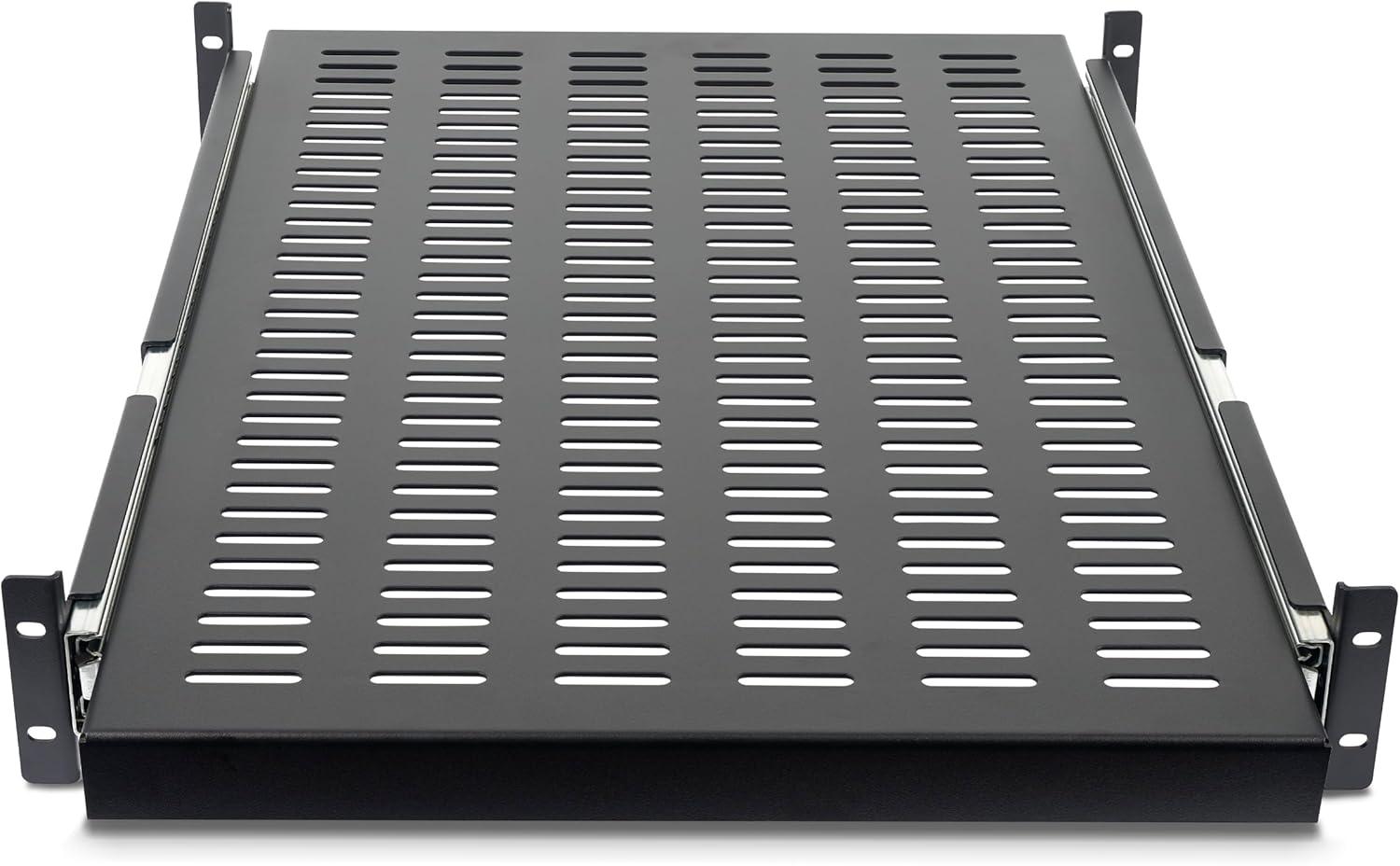 imageStarTechcom 1U Sliding Keyboard Tray for Server Rack Mounting 25kg 56cm Deep Steel Sliding Drawer for AV Equipment Rack 19quot Network SLIDESHELFD610 mm