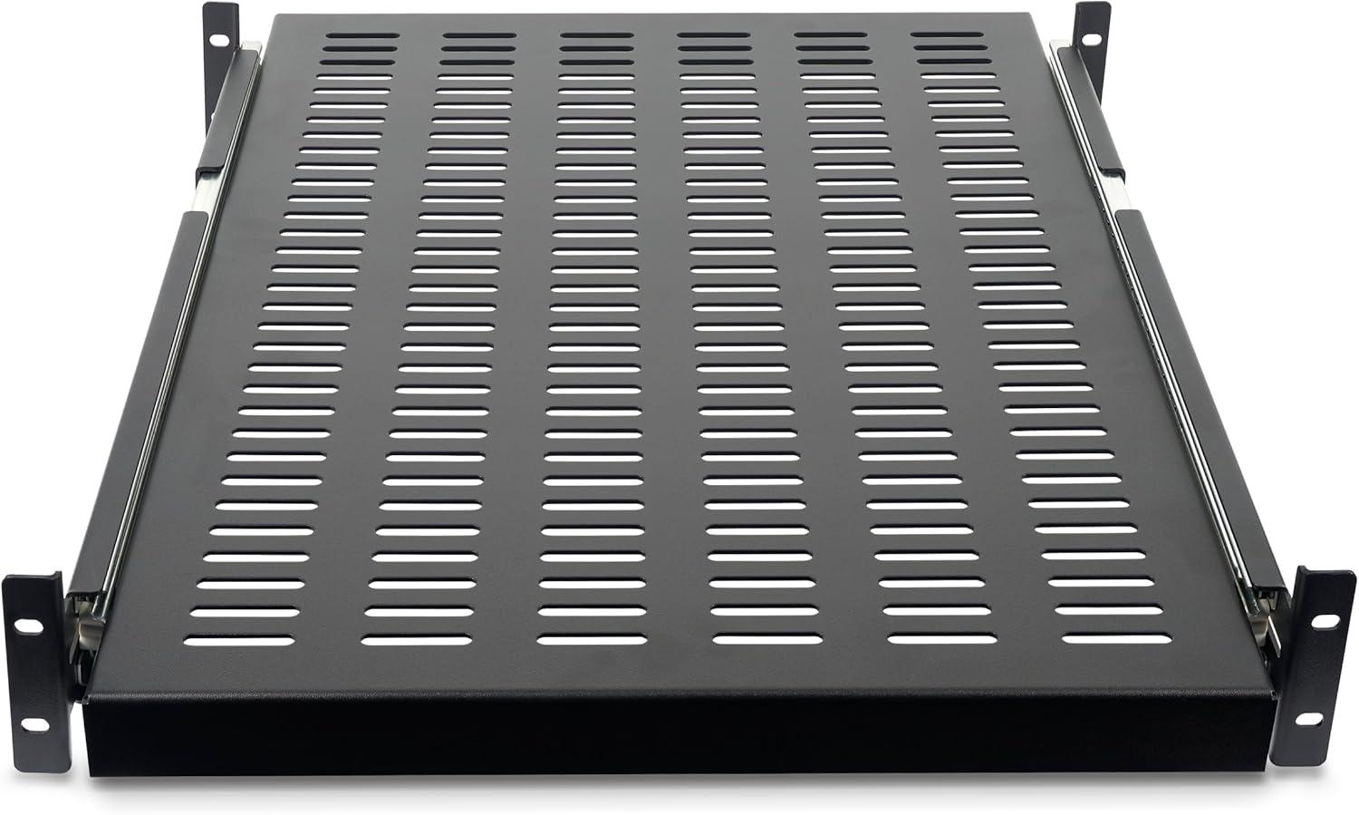 imageStarTechcom 1U Sliding Keyboard Tray for Server Rack Mounting 25kg 56cm Deep Steel Sliding Drawer for AV Equipment Rack 19quot Network SLIDESHELFD610 mm