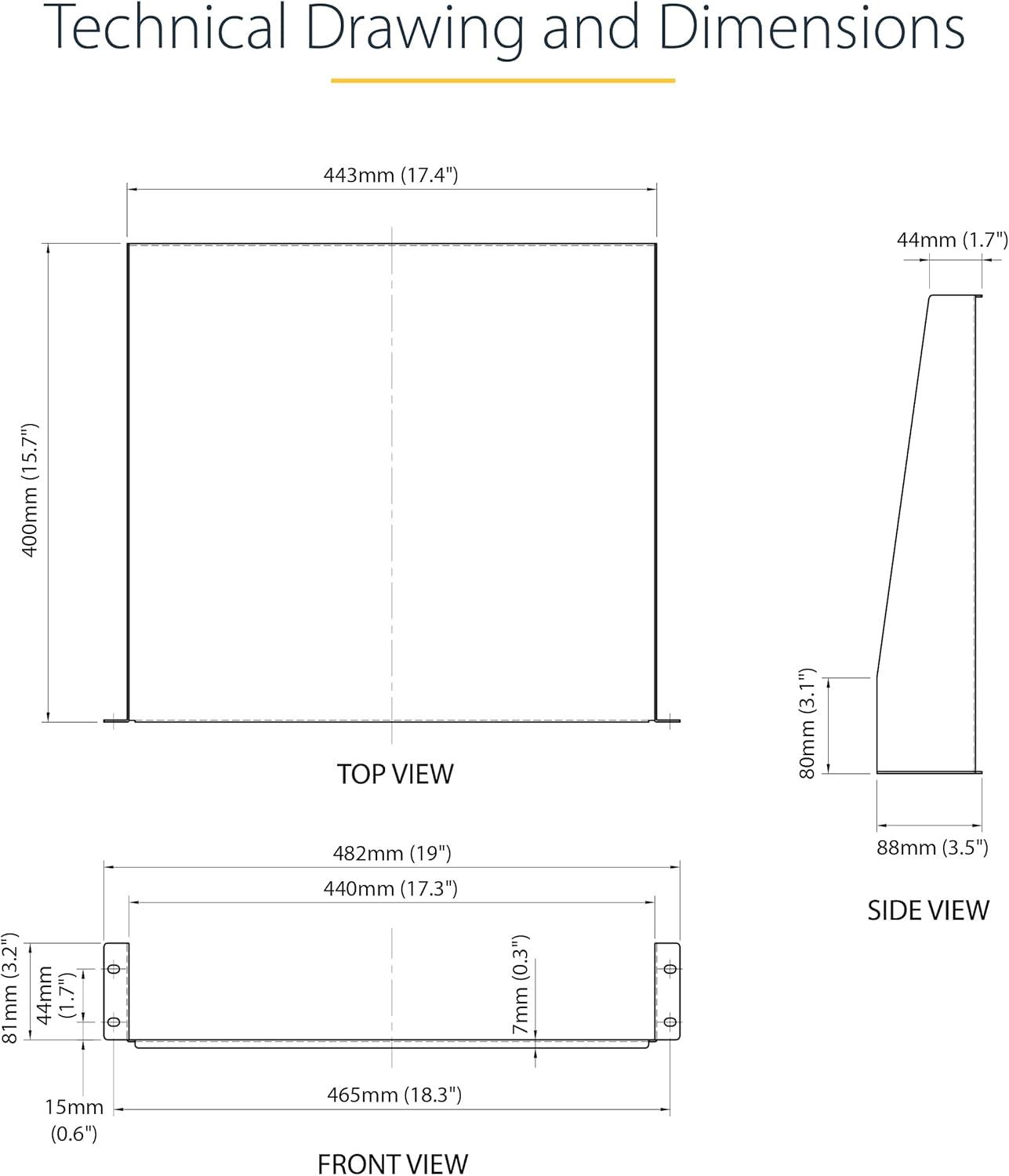 imageStarTechcom 2U 22quot Server Rack Shelf Cantilever Rack Mount Shelf Server CabinetNetwork Rack Shelf Max 22kg CABSHELF22V400 mm