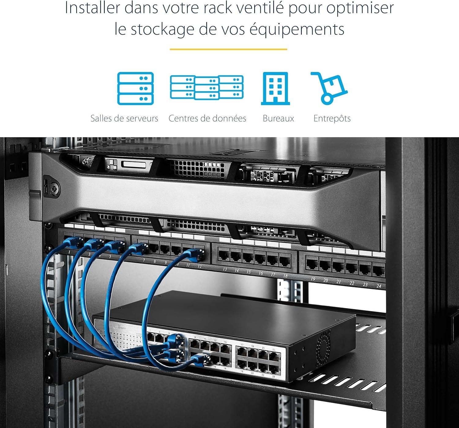 imageStarTechcom 2U Server Rack Shelf Universal Vented Rack Mount Cantilever Tray for 19quot Rack Heavy Gauge Steel Weight Capacity 23kg Depth 40cm Black CABSHELFV2U Ventil