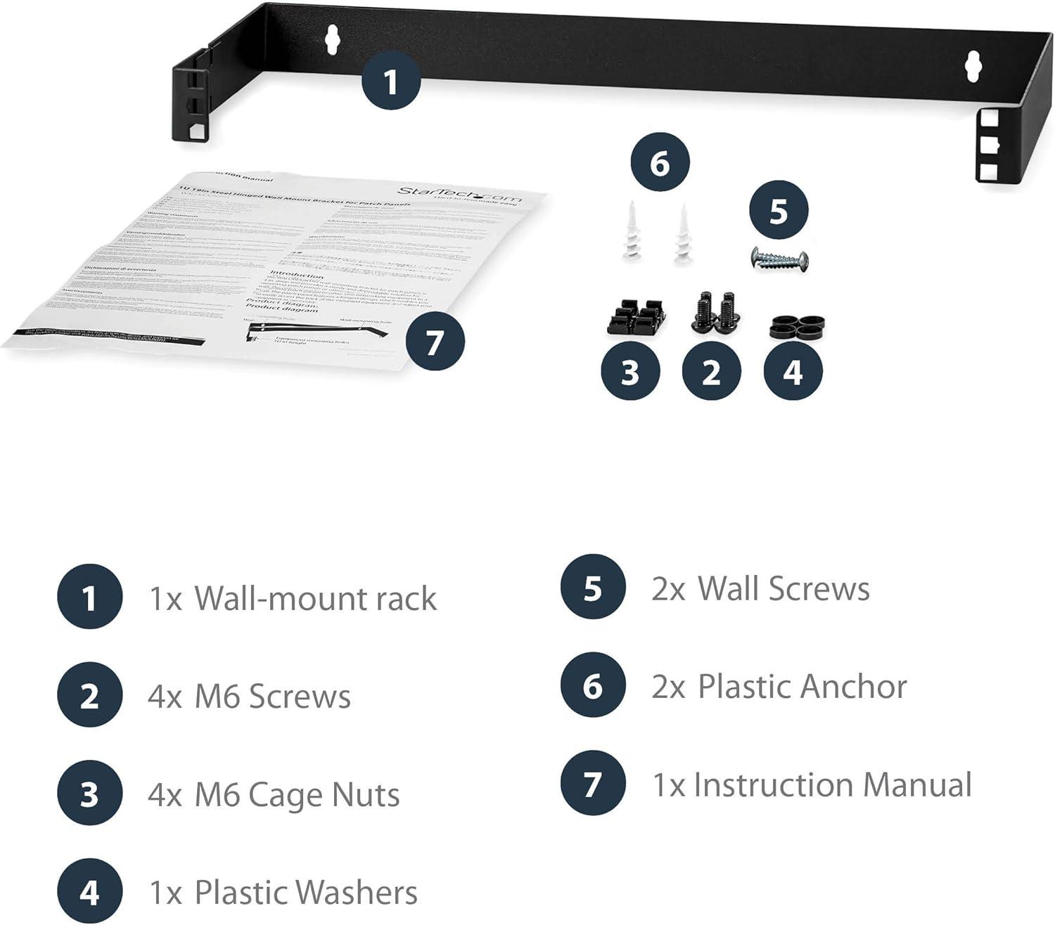 imageStarTechcom 4U 19quot Hinged Patch Panel Wall Mount Bracket Wall Rack Depth 6quot Wall Mount Equipment Rack Network Patch Panel Max 15kg WALLMOUNTH41U