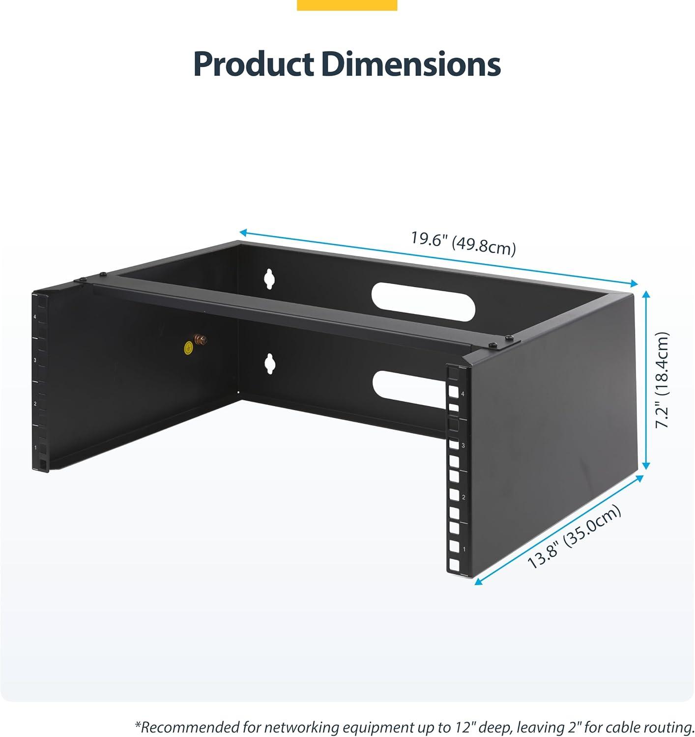 imageStarTechcom 4U 19quot Hinged Patch Panel Wall Mount Bracket Wall Rack Depth 6quot Wall Mount Equipment Rack Network Patch Panel Max 15kg WALLMOUNTH44U