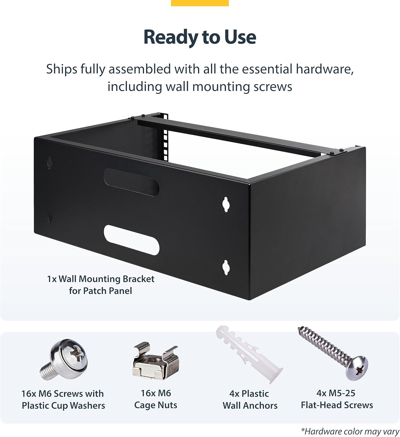 imageStarTechcom 4U 19quot Hinged Patch Panel Wall Mount Bracket Wall Rack Depth 6quot Wall Mount Equipment Rack Network Patch Panel Max 15kg WALLMOUNTH44U
