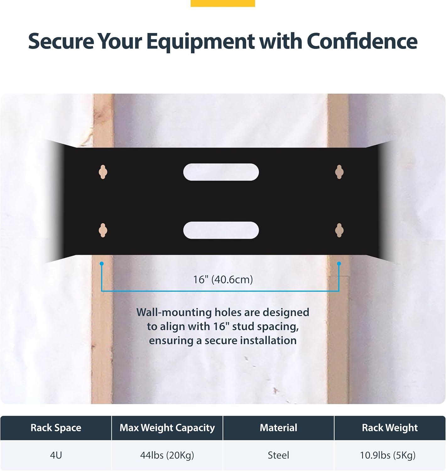 imageStarTechcom 4U 19quot Hinged Patch Panel Wall Mount Bracket Wall Rack Depth 6quot Wall Mount Equipment Rack Network Patch Panel Max 15kg WALLMOUNTH44U
