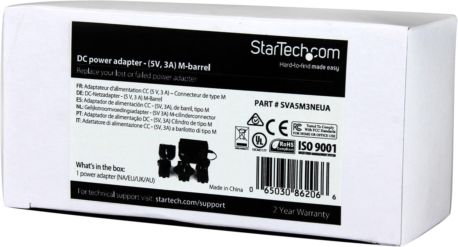 imageStarTechcom Adaptateur secteur de rechange Bloc dalimentation CC 5V 3A SVA5M3NEUA