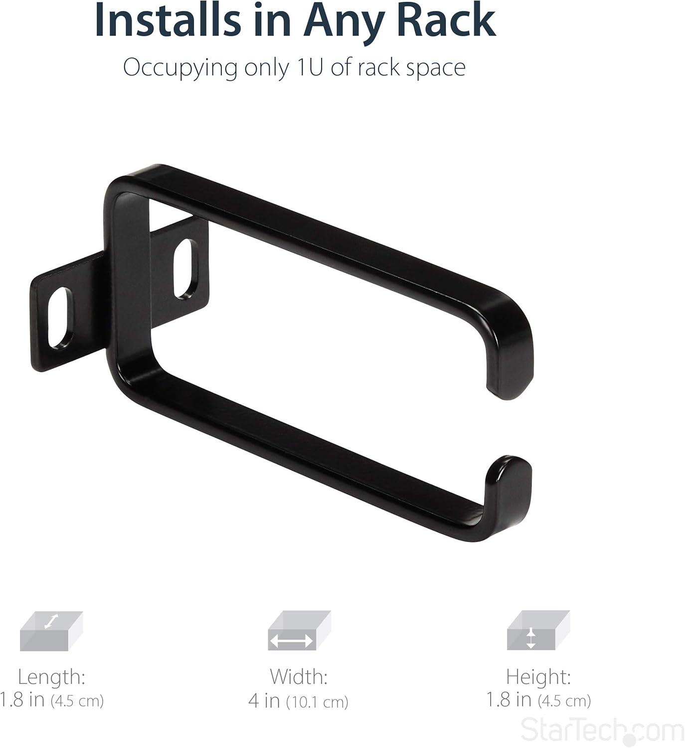 imageStarTechcom CMHOOK1UN Vertical Cable Management Metal Ring for Server Racks 1U DRing Cable Tidy 45cm x 10cm46 x 99 mm