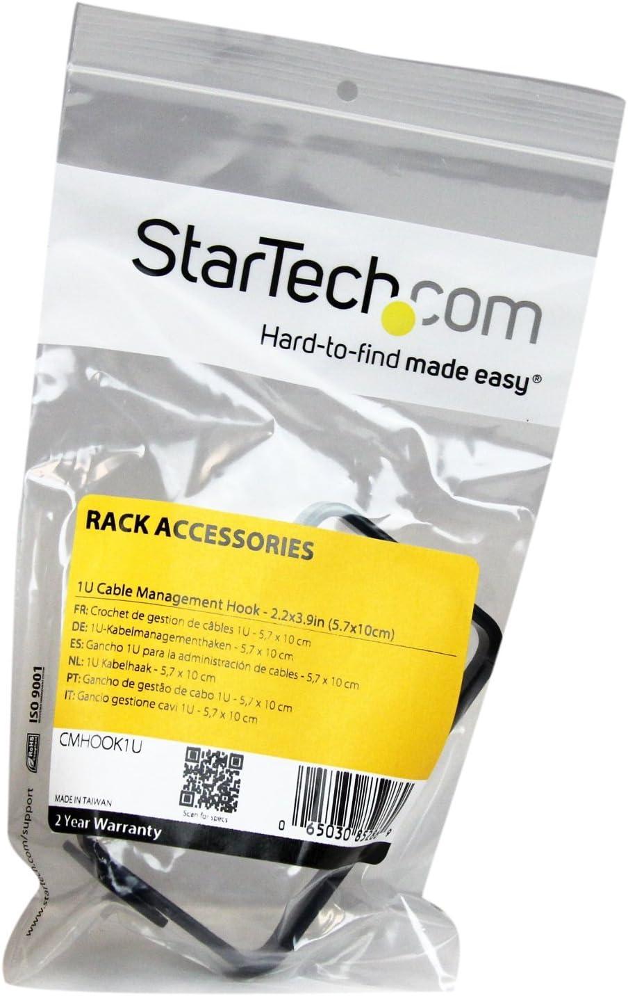 imageStarTechcom CMHOOK1UN Vertical Cable Management Metal Ring for Server Racks 1U DRing Cable Tidy 45cm x 10cm56 x 99 mm