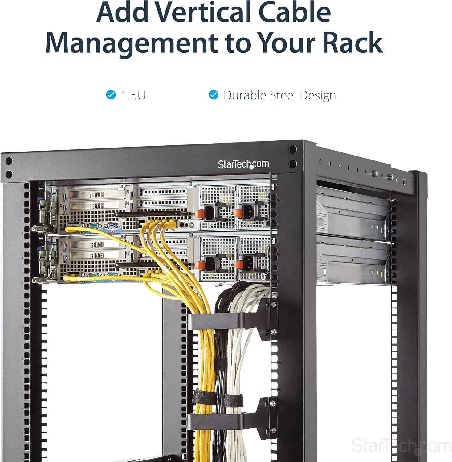 imageStarTechcom CMHOOK1UN Vertical Cable Management Metal Ring for Server Racks 1U DRing Cable Tidy 45cm x 10cm61 x 99 mm