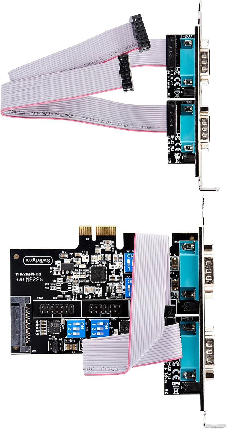 imageStarTechcom Carte Srie PCI Express 2 Ports AdaptateurCarte PCIe 2 Ports vers RS232RS422RS485 DB9 Support BasProfil Inclus UART 16C1050 TAA Protection ESD 2S232422485PCCARD4Port