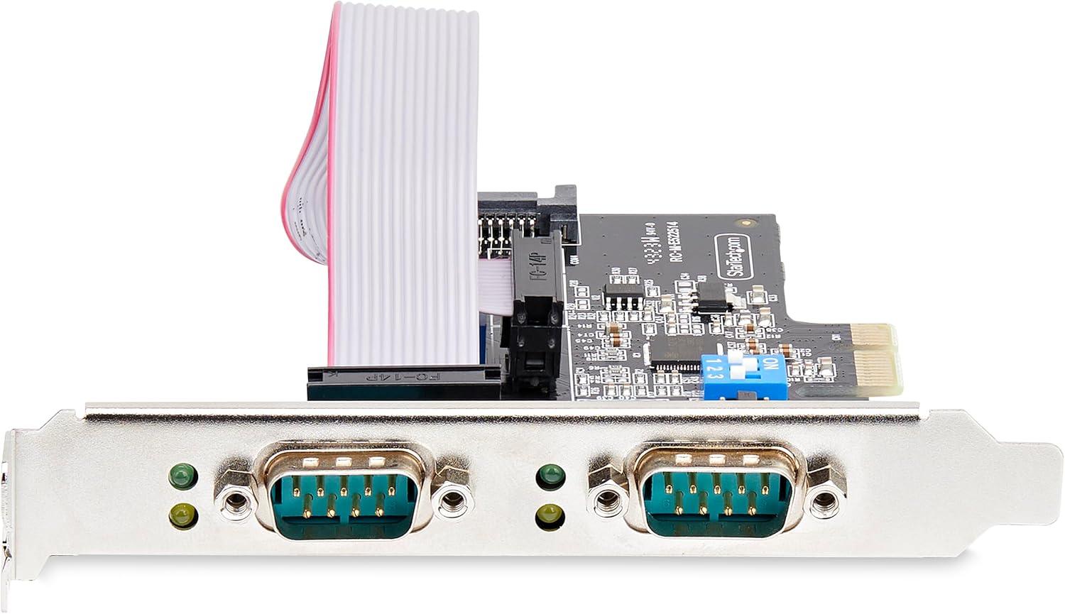 imageStarTechcom Carte Srie PCI Express 2 Ports AdaptateurCarte PCIe 2 Ports vers RS232RS422RS485 DB9 Support BasProfil Inclus UART 16C1050 TAA Protection ESD 2S232422485PCCARD2Port