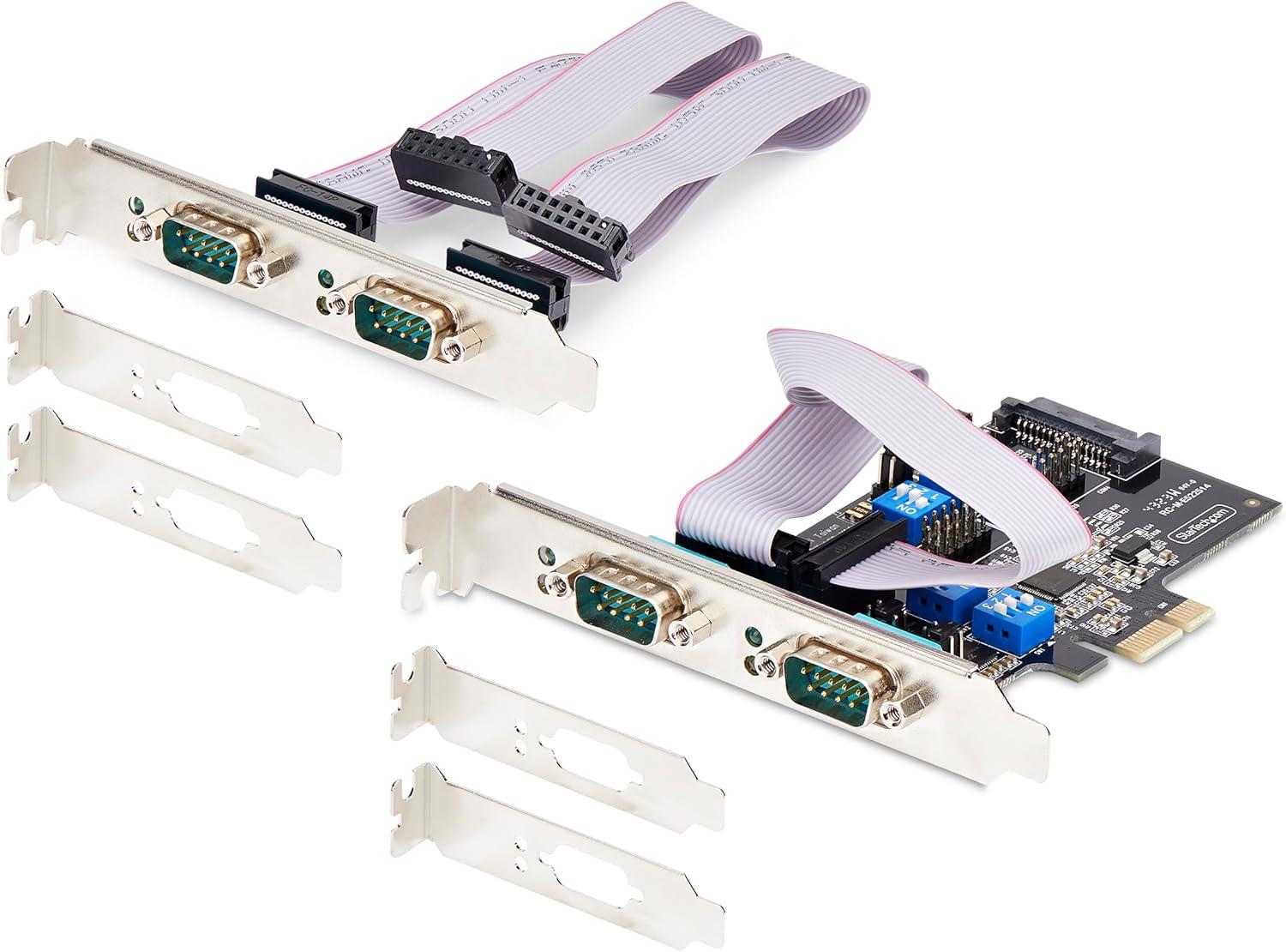imageStarTechcom Carte Srie PCI Express 2 Ports AdaptateurCarte PCIe 2 Ports vers RS232RS422RS485 DB9 Support BasProfil Inclus UART 16C1050 TAA Protection ESD 2S232422485PCCARD4Port