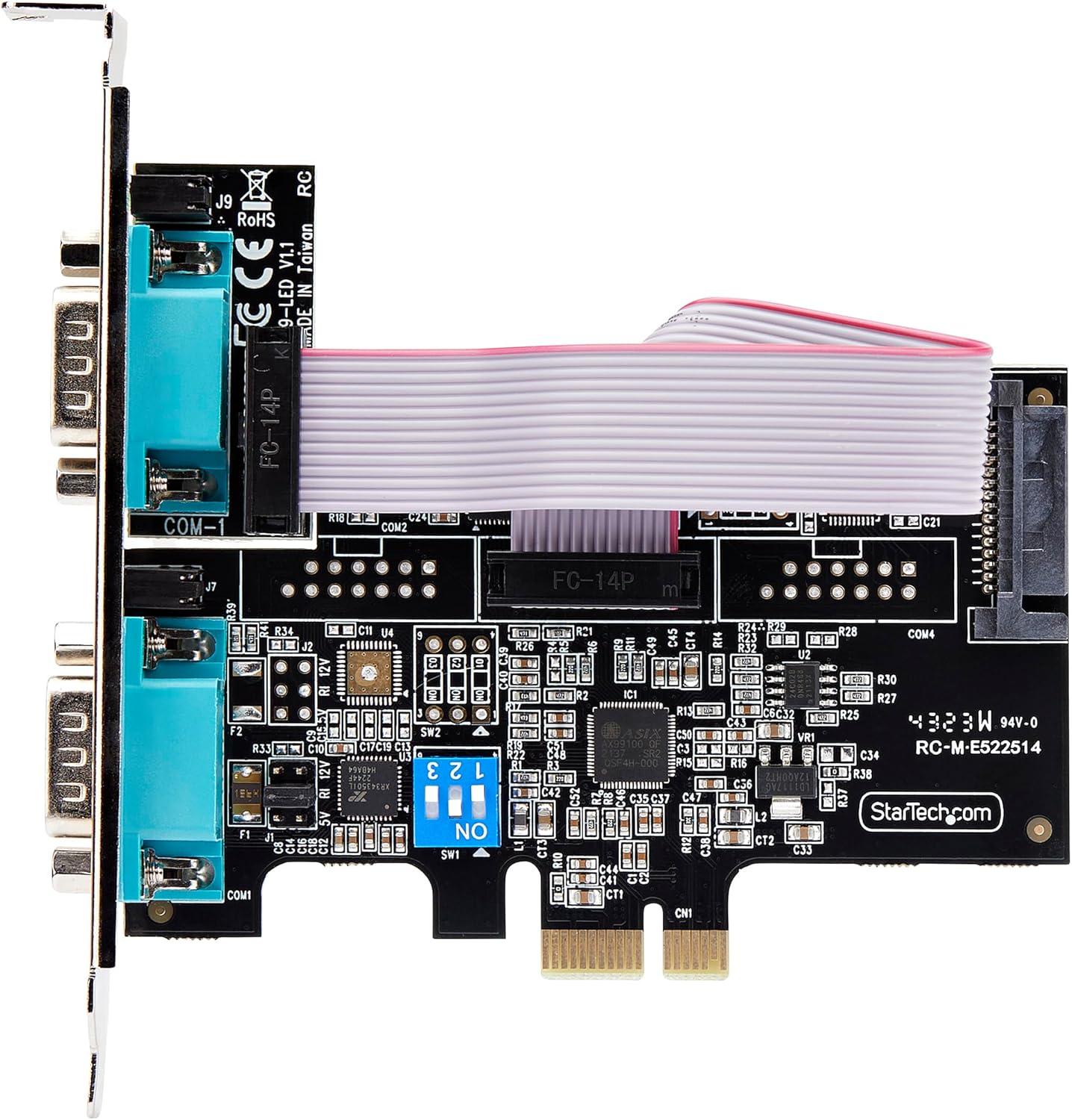 imageStarTechcom Carte Srie PCI Express 2 Ports AdaptateurCarte PCIe 2 Ports vers RS232RS422RS485 DB9 Support BasProfil Inclus UART 16C1050 TAA Protection ESD 2S232422485PCCARD2Port